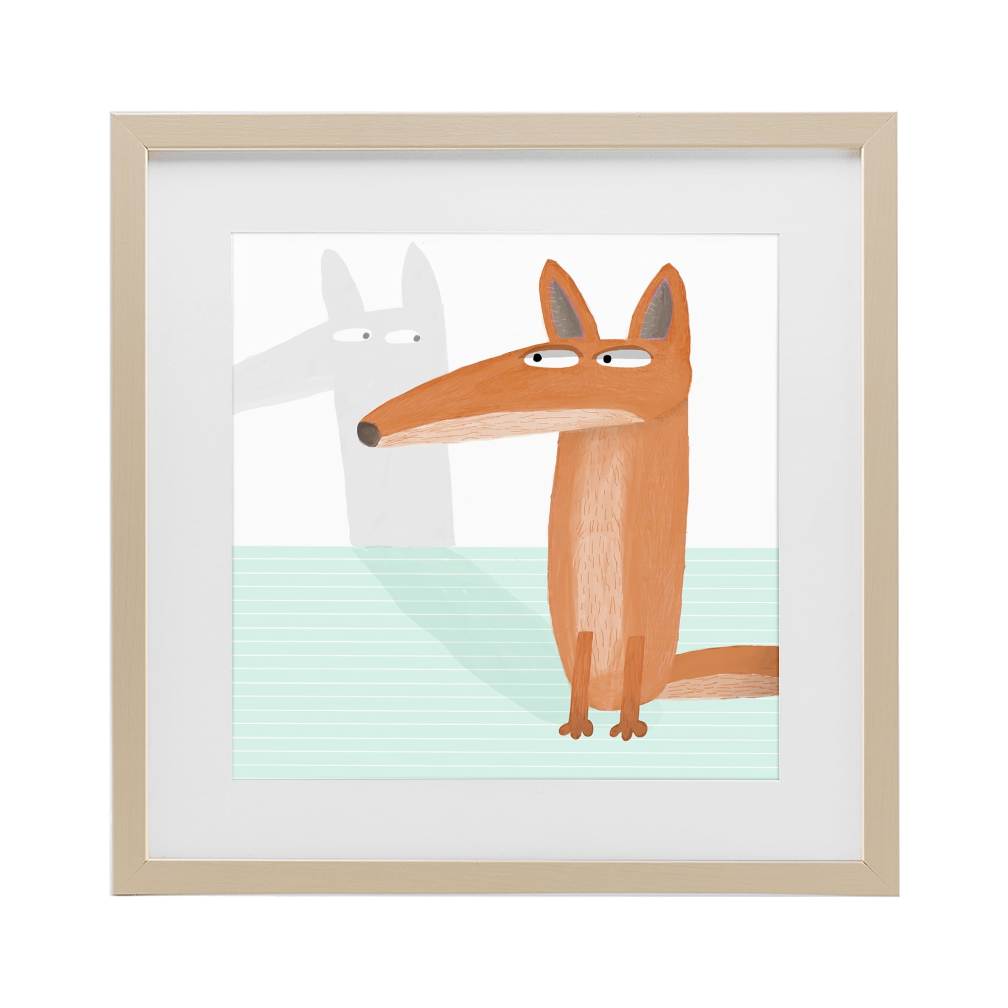 Stupell Industries Whimsical Fox Shadow Birch Framed Print Under Glass, design by Carla Daly
