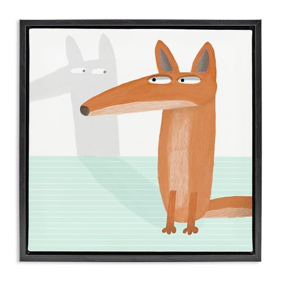 Stupell Industries Cottage Whimsical Fox Shadow Black Floating Frame Canvas Art, 25 x 25, by Carla Daly