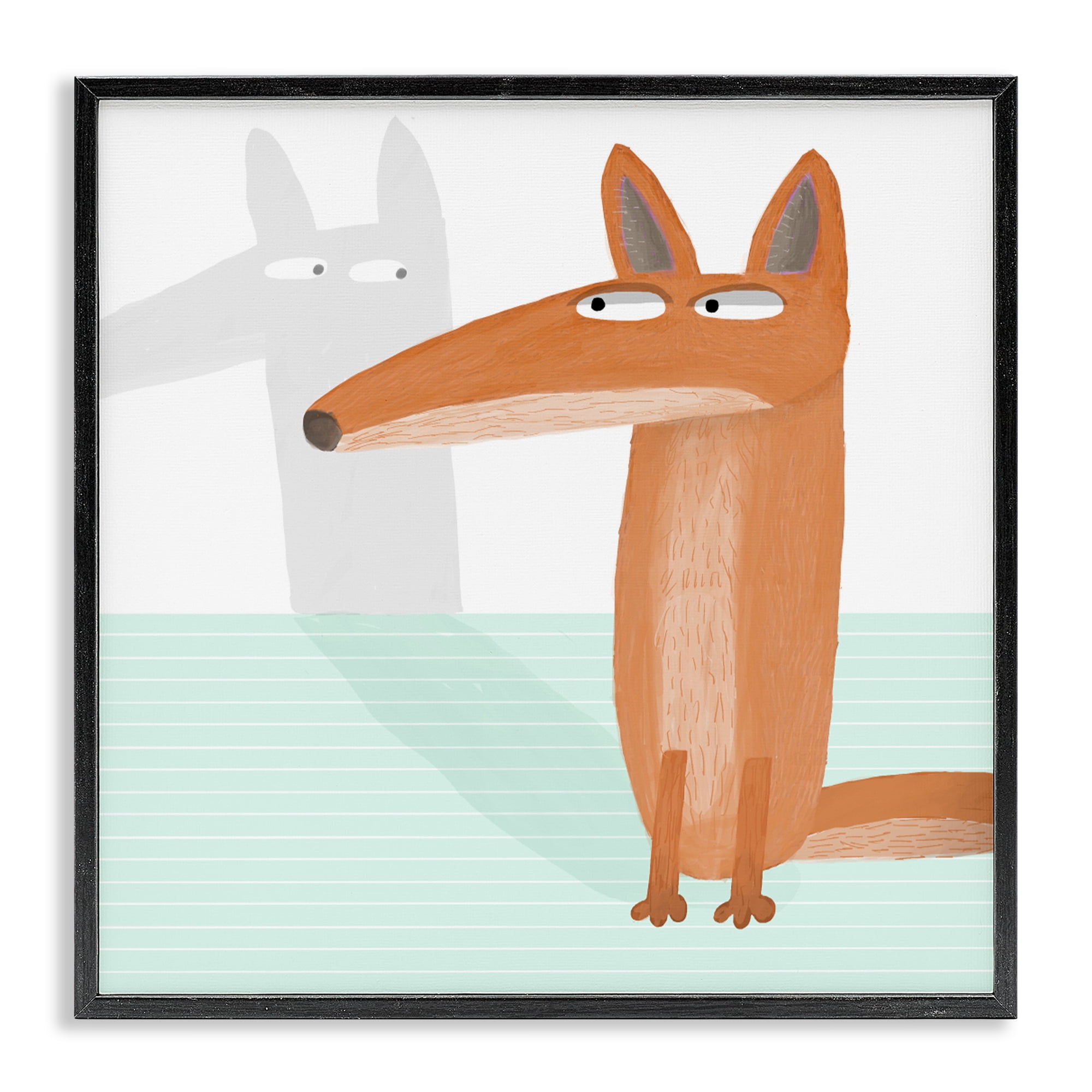 Stupell Industries Whimsical Fox Shadow Black Framed Giclee Art, design by Carla Daly
