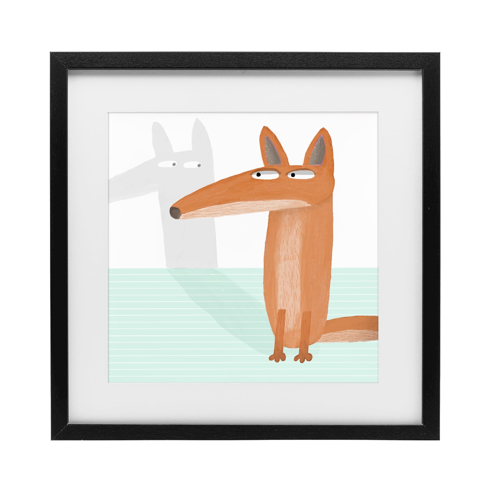 Stupell Industries Whimsical Fox Shadow Black Framed Print Under Glass, design by Carla Daly
