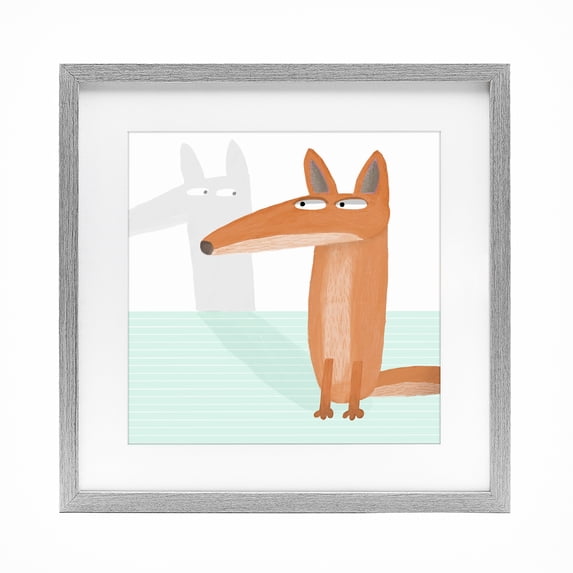 Stupell Industries Cottage Whimsical Fox Shadow Gray Framed Print Under Glass, 16 x 16, by Carla Daly