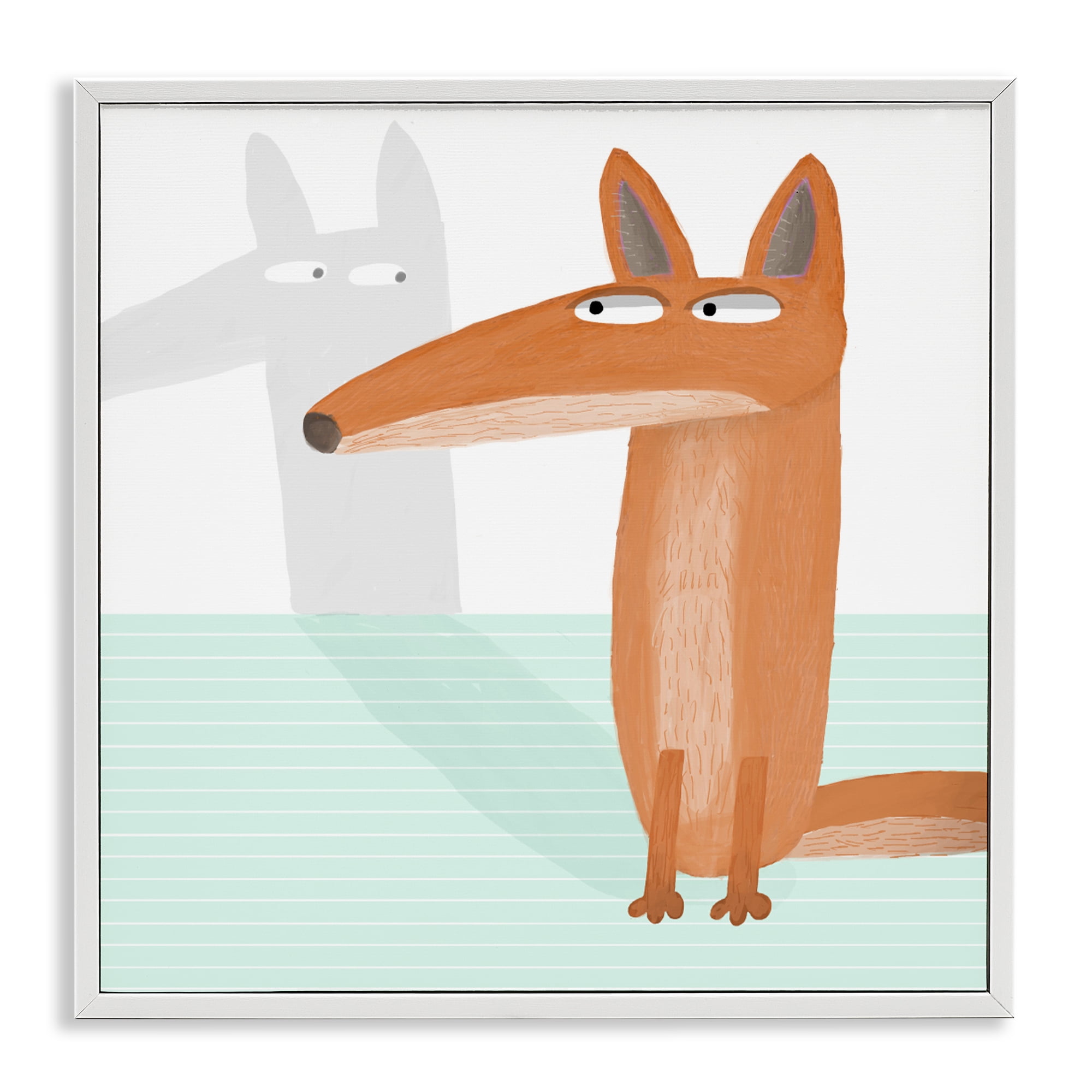 Stupell Industries Whimsical Fox Shadow White Framed Giclee Art, design by Carla Daly