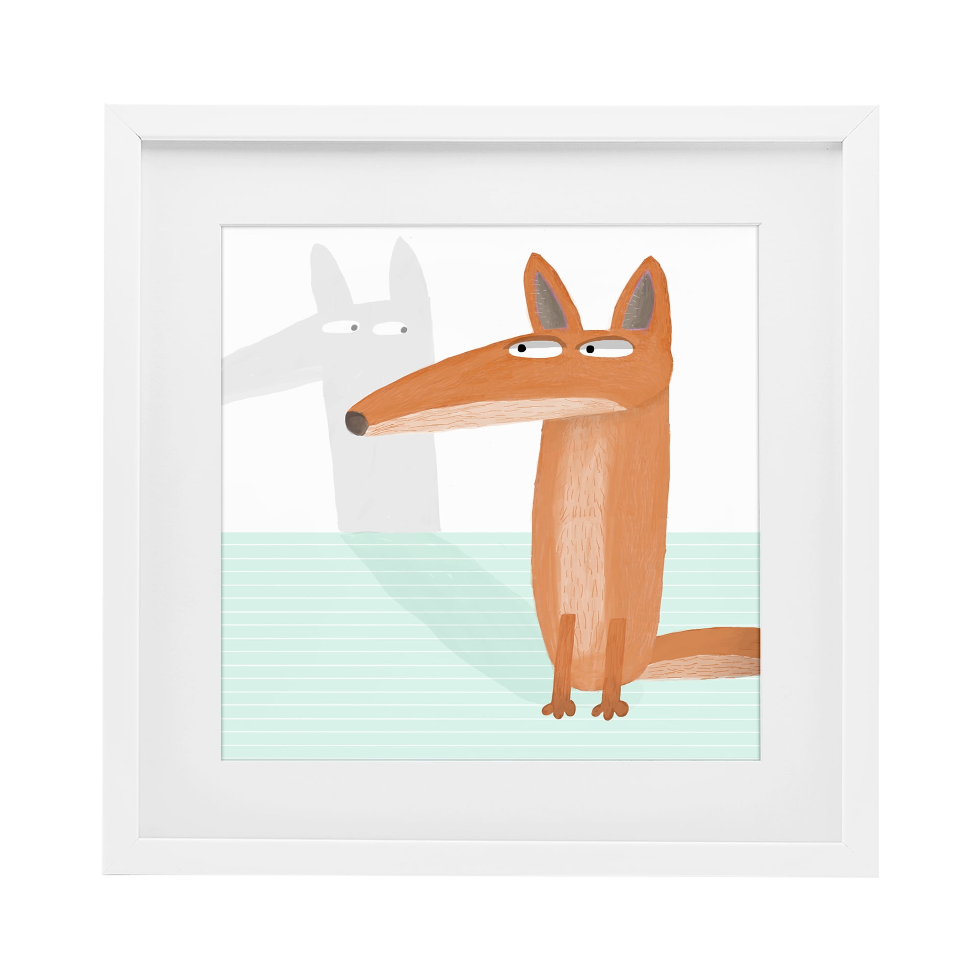 Stupell Industries Whimsical Fox Shadow White Framed Print Under Glass, design by Carla Daly