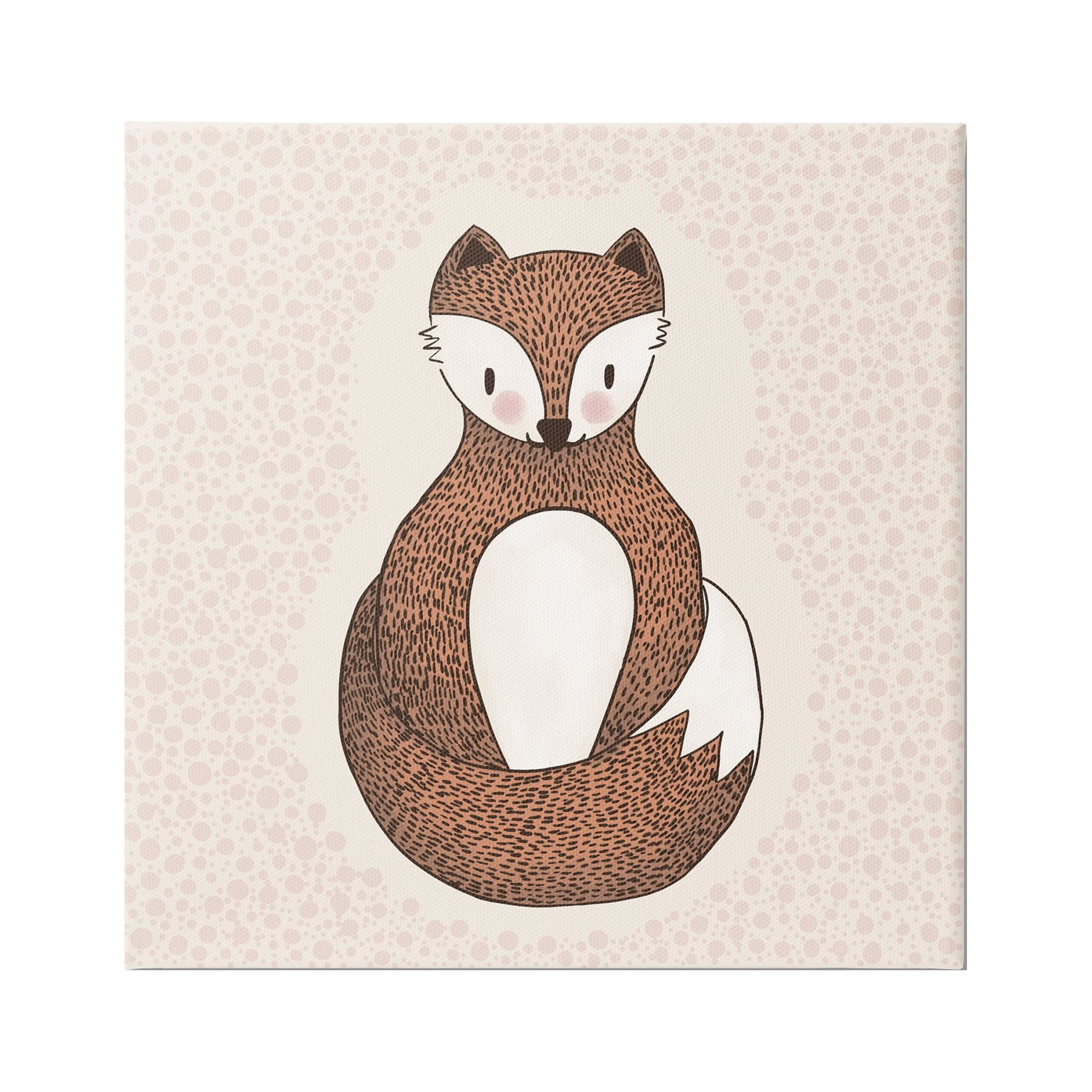 Stupell Industries Whimsical Fox Spotted Pattern Polka Dot Border Graphic Art Gallery Wrapped Canvas Print Wall Art, Design by Birgit Maria Kiennast