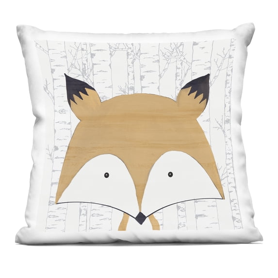 Stupell Industries Whimsical Fox on Birch Design by Kim Allen Throw Pillow