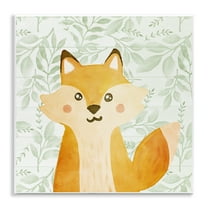Stupell Industries Whimsical Fox on Florals Animals Painting Unframed Art Print Wall Art, 12 x 12