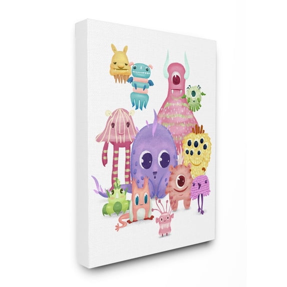 Stupell Industries Whimsical Fun Monsters Big Eyes Colorful Illustration Canvas Wall Art Design by Ziwei Li, 36" x 48"