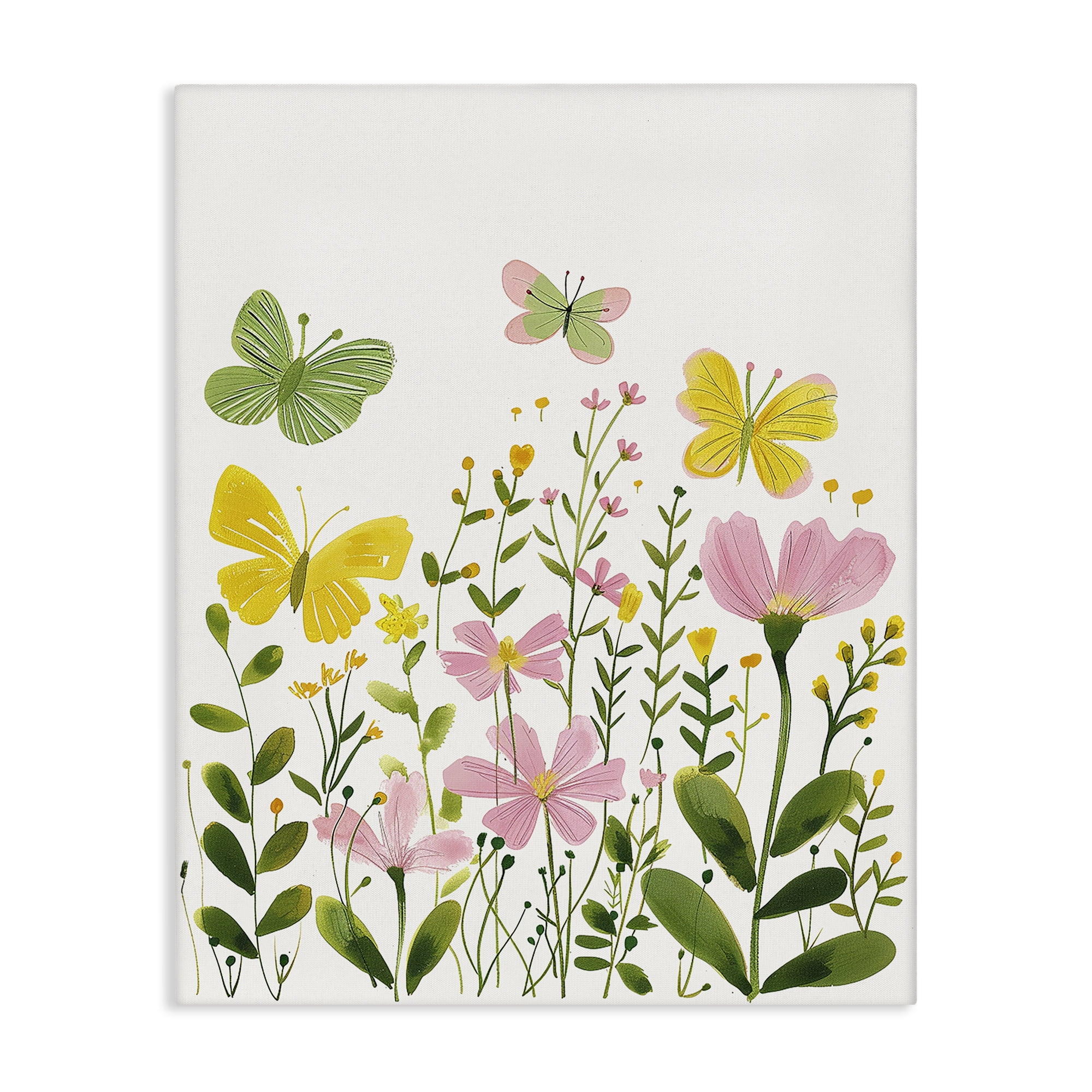 Stupell Industries Whimsical Garden Butterflies Plants & Flowers Painting Wrapped Canvas Art Print Wall Art, 30 x 40