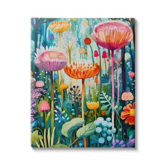 Stupell Industries Whimsical Garden Landscape Botanical & Floral Painting Gallery Wrapped Canvas Print Wall Art, 36 x 48