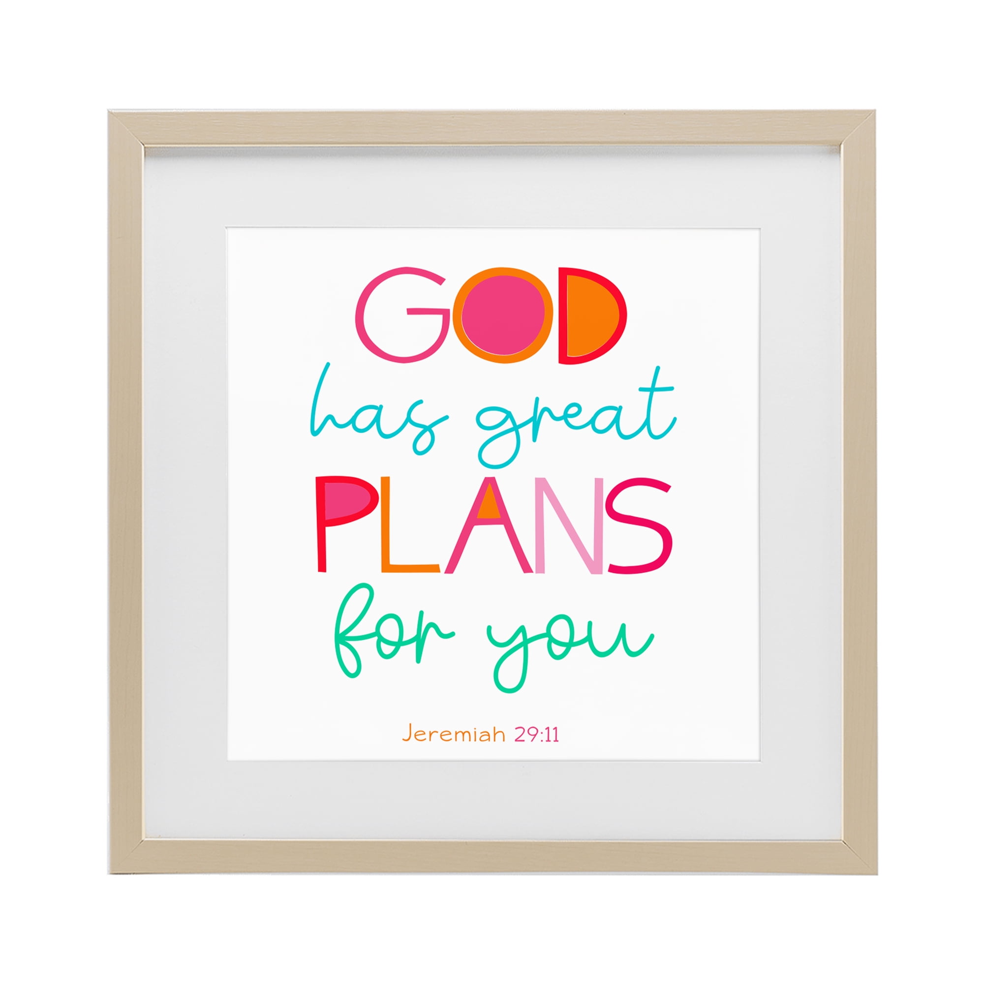 Stupell Industries Whimsical God's Plans For You Birch Framed Print Under Glass, design by SD Graphics Studio
