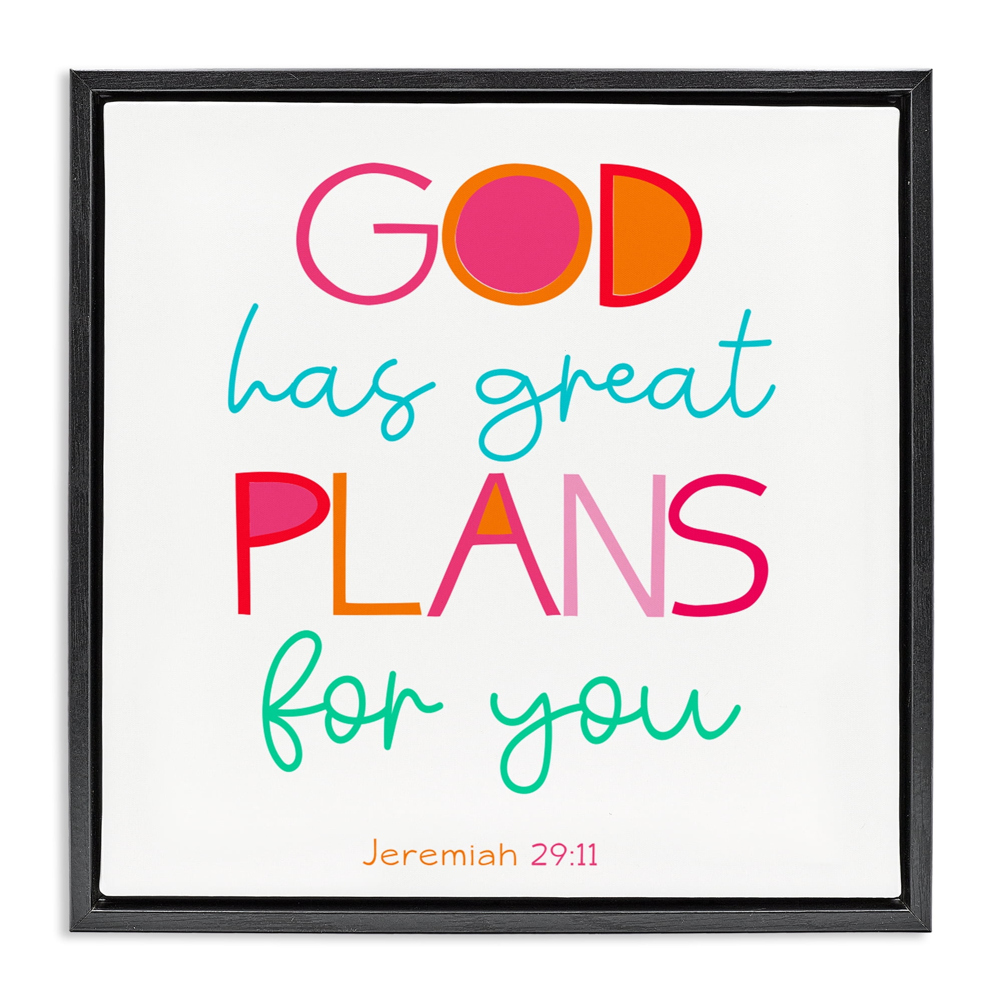 Stupell Industries Whimsical God's Plans For You Black Framed Floater Canvas Wall Art, design by SD Graphics Studio