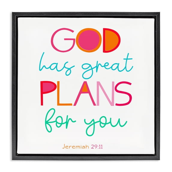 Stupell Industries Eclectic Whimsical God's Plans For You Black Floating Frame Canvas Art, 18 x 18, by SD Graphics Studio