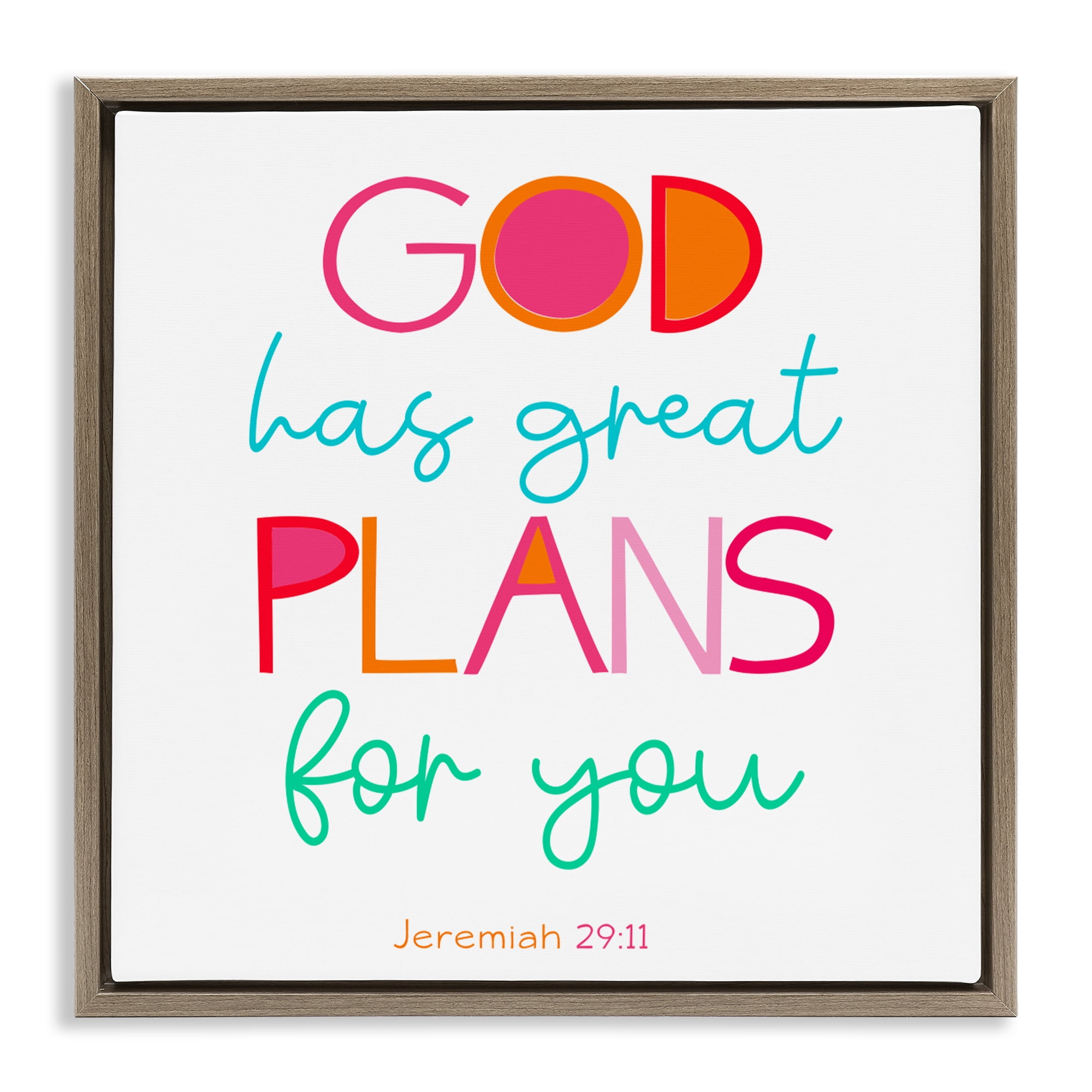 Stupell Industries Whimsical God's Plans For You Brown Framed Floater Canvas Wall Art, design by SD Graphics Studio