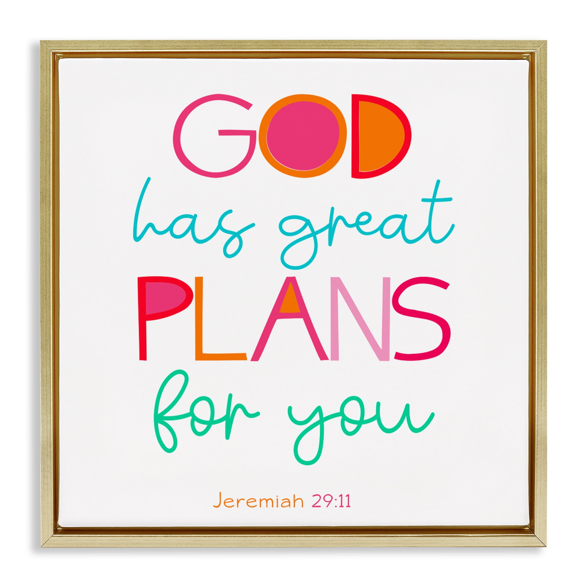 Stupell Industries Whimsical God's Plans For You Gold Framed Floater Canvas Wall Art, design by SD Graphics Studio