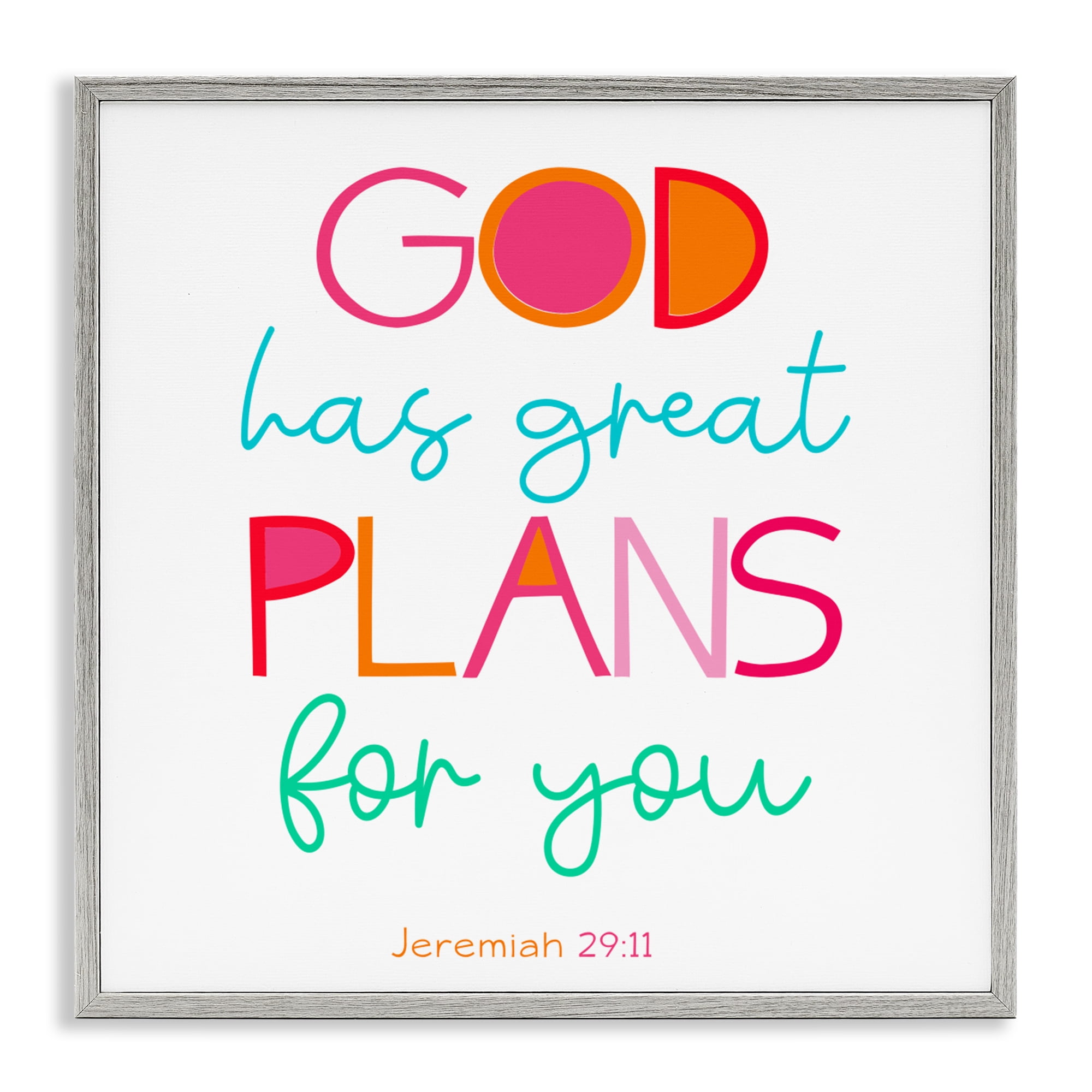 Stupell Industries Whimsical God's Plans For You Gray Framed Giclee Art, design by SD Graphics Studio