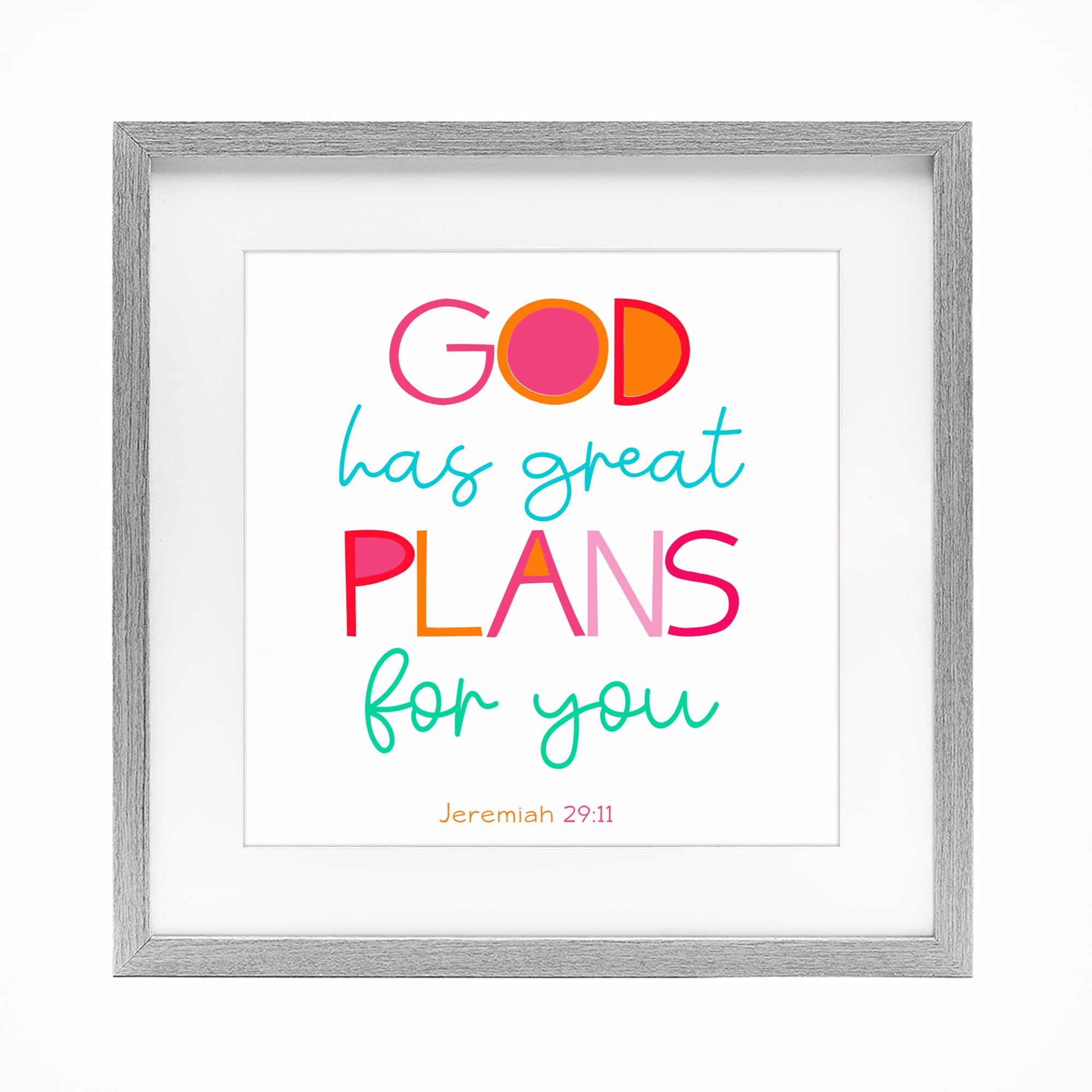Stupell Industries Whimsical God's Plans For You Gray Framed Print Under Glass, design by SD Graphics Studio