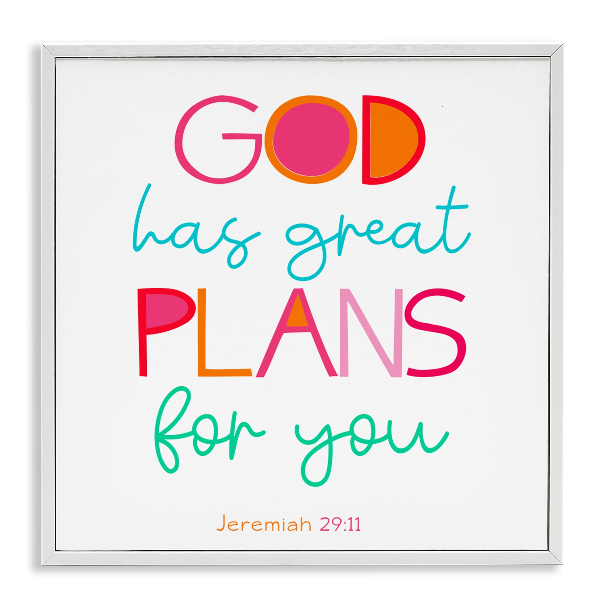 Stupell Industries Whimsical God's Plans For You White Framed Giclee Art, design by SD Graphics Studio