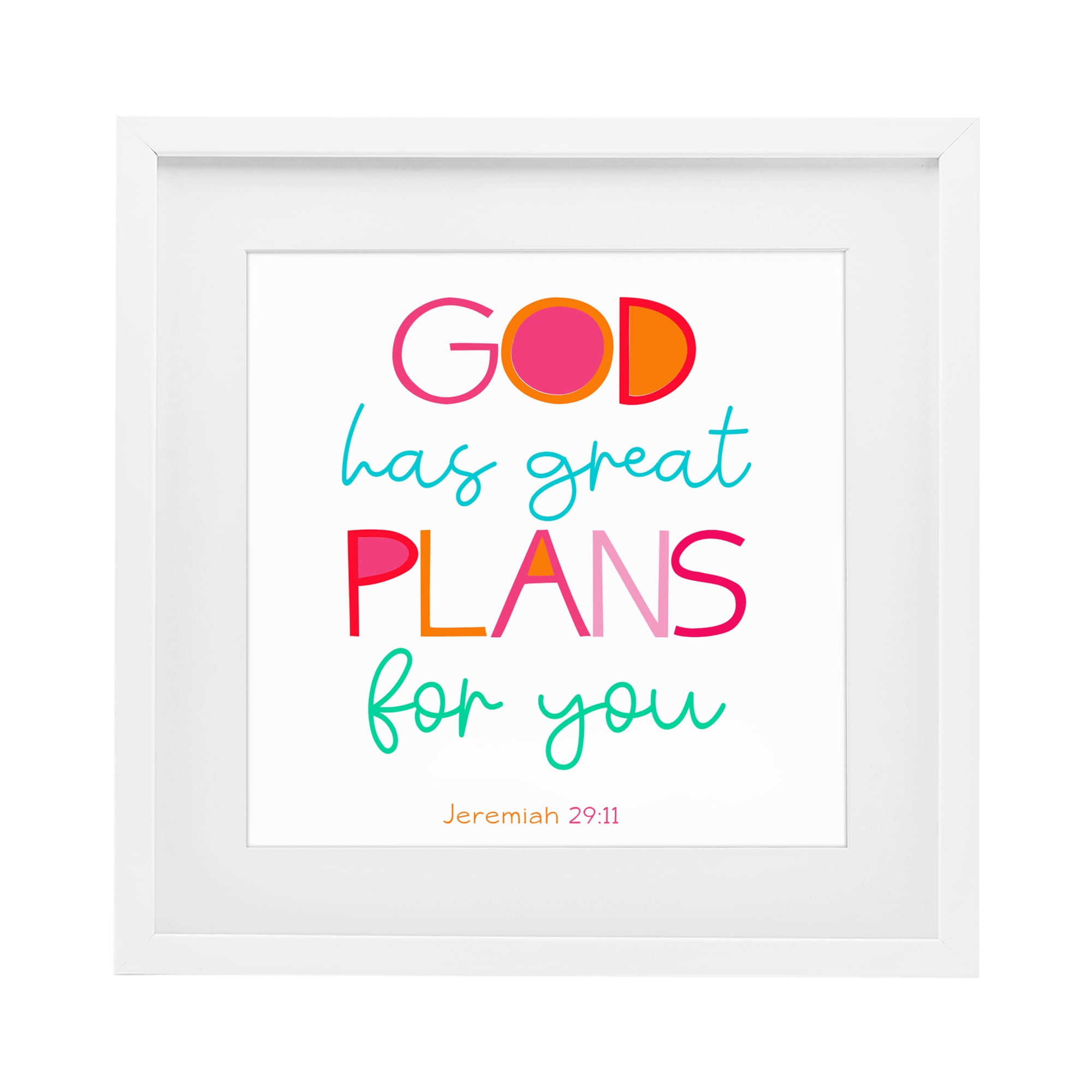 Stupell Industries Whimsical God's Plans For You White Framed Print Under Glass, design by SD Graphics Studio