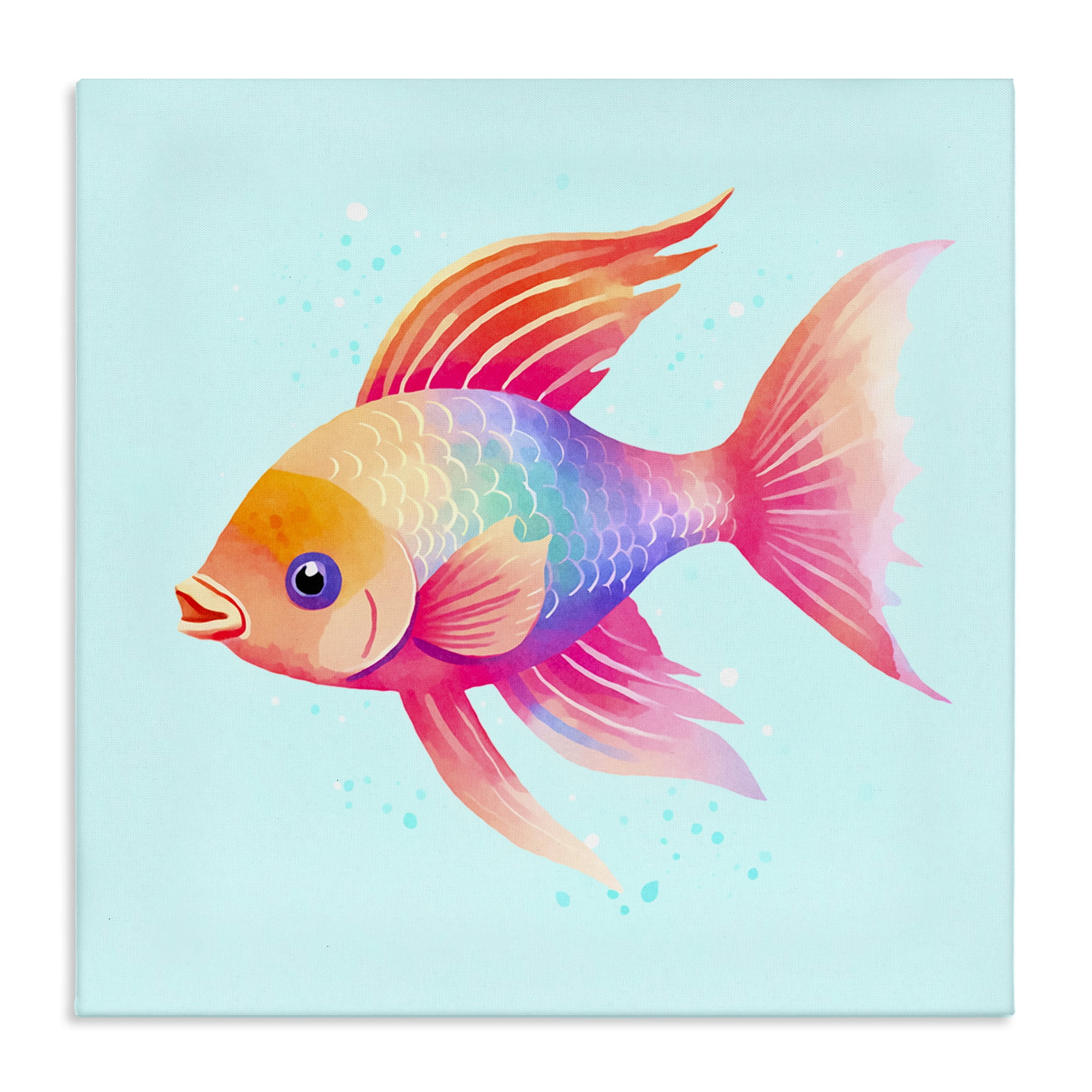 Stupell Industries Whimsical Gradient Fish Animals Painting Wrapped Canvas Art Print Wall Art, 36 x 36