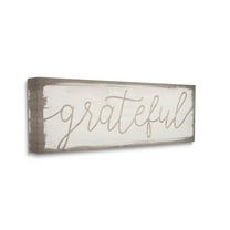 Stupell Industries Whimsical Grateful Phrase Distressed Wood Pattern Typography Painting Gallery Wrapped Canvas Art Print Wall Art, 10 x 24
