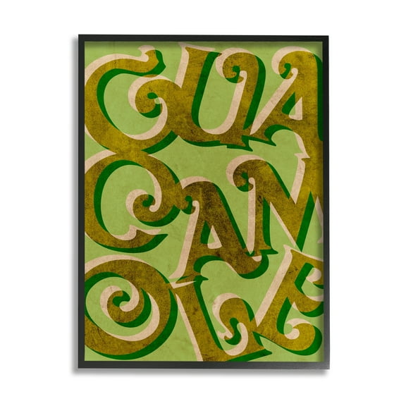 Stupell Industries Whimsical Guacamole Typography Layered Lettering Kitchen Sign Graphic Art Black Framed Art Print Wall Art, Design by Daphne Polselli