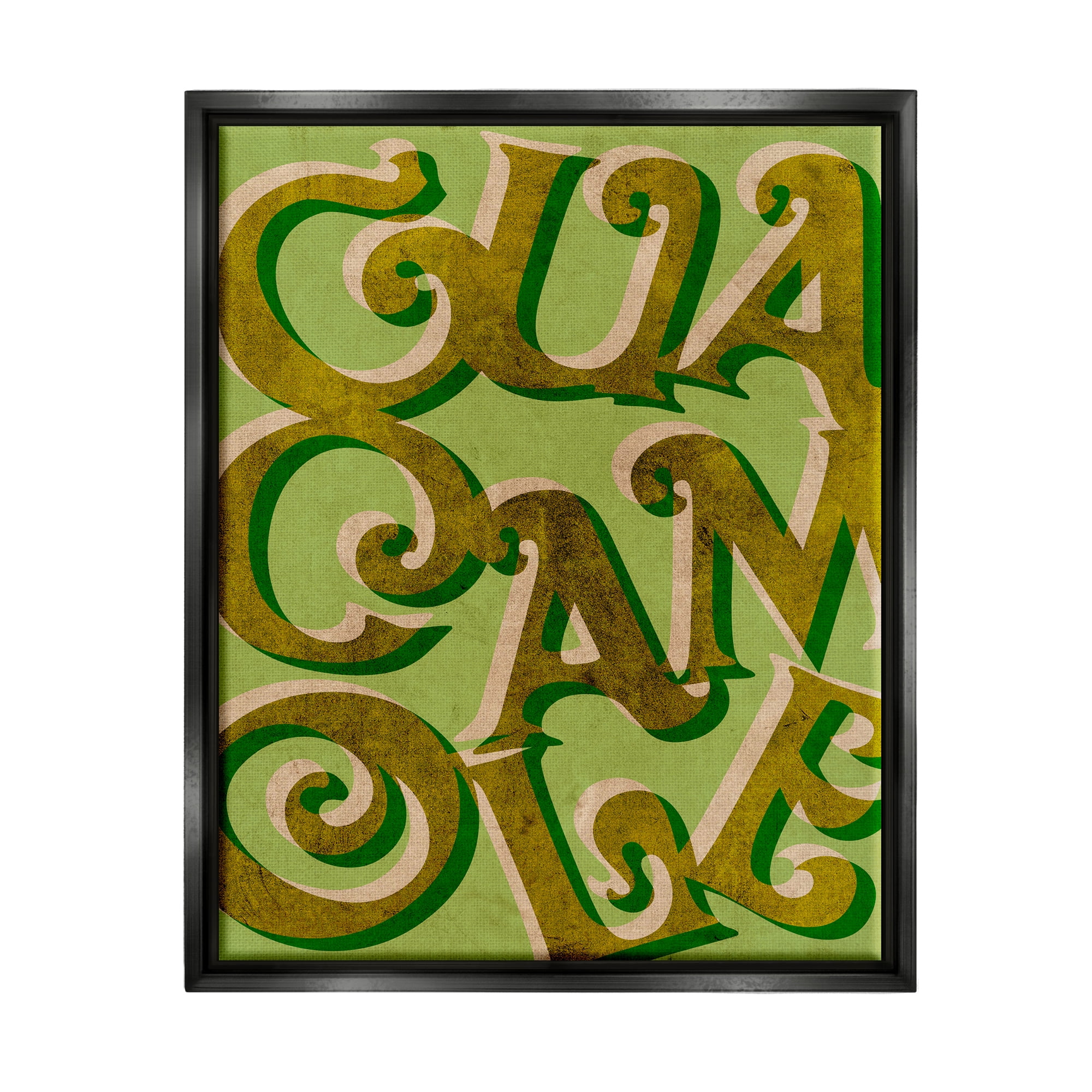 Stupell Industries Whimsical Guacamole Typography Layered Lettering Kitchen Sign Graphic Art Jet Black Floating Framed Canvas Print Wall Art, Design by Daphne Polselli