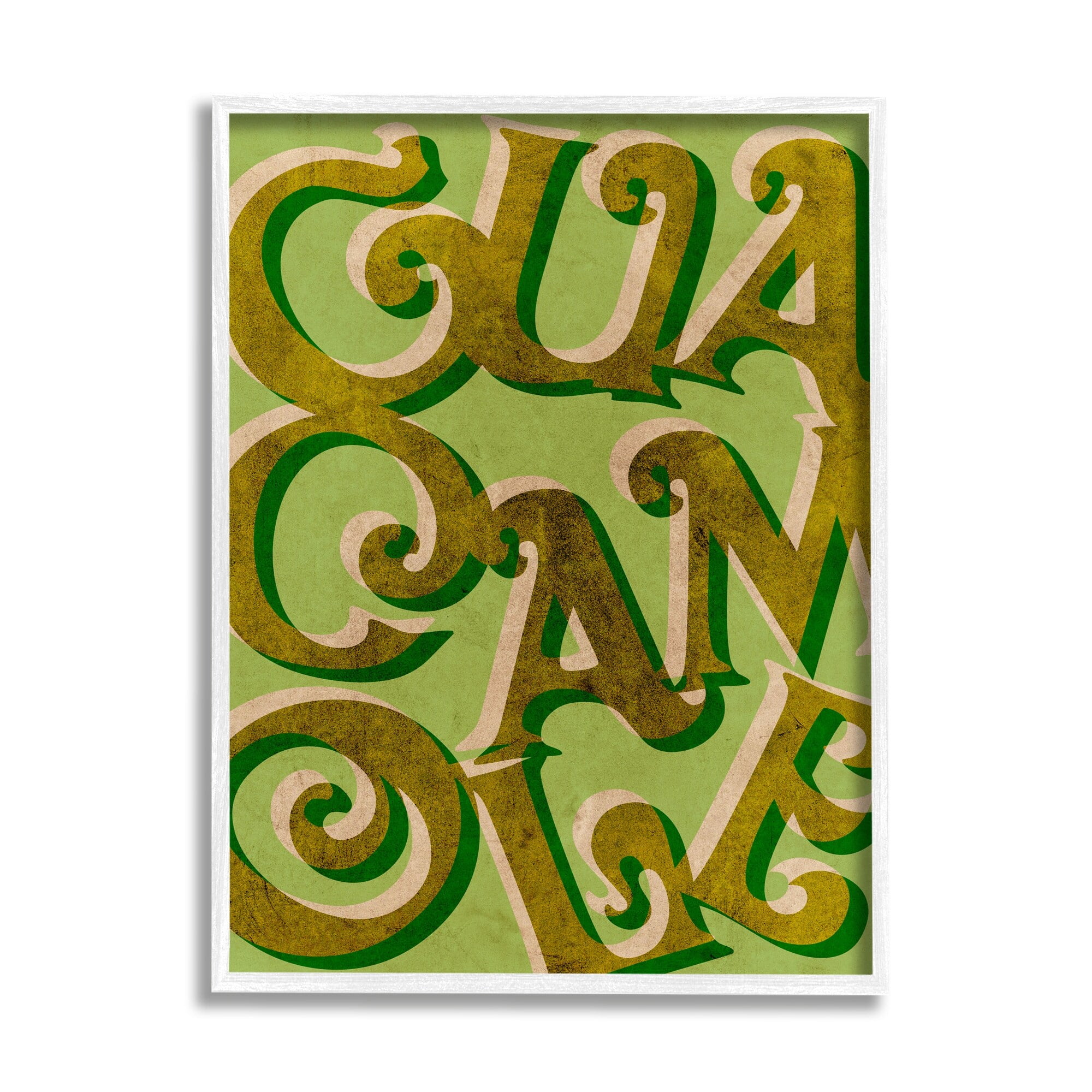 Stupell Industries Whimsical Guacamole Typography Layered Lettering Kitchen Sign Graphic Art White Framed Art Print Wall Art, Design by Daphne Polselli