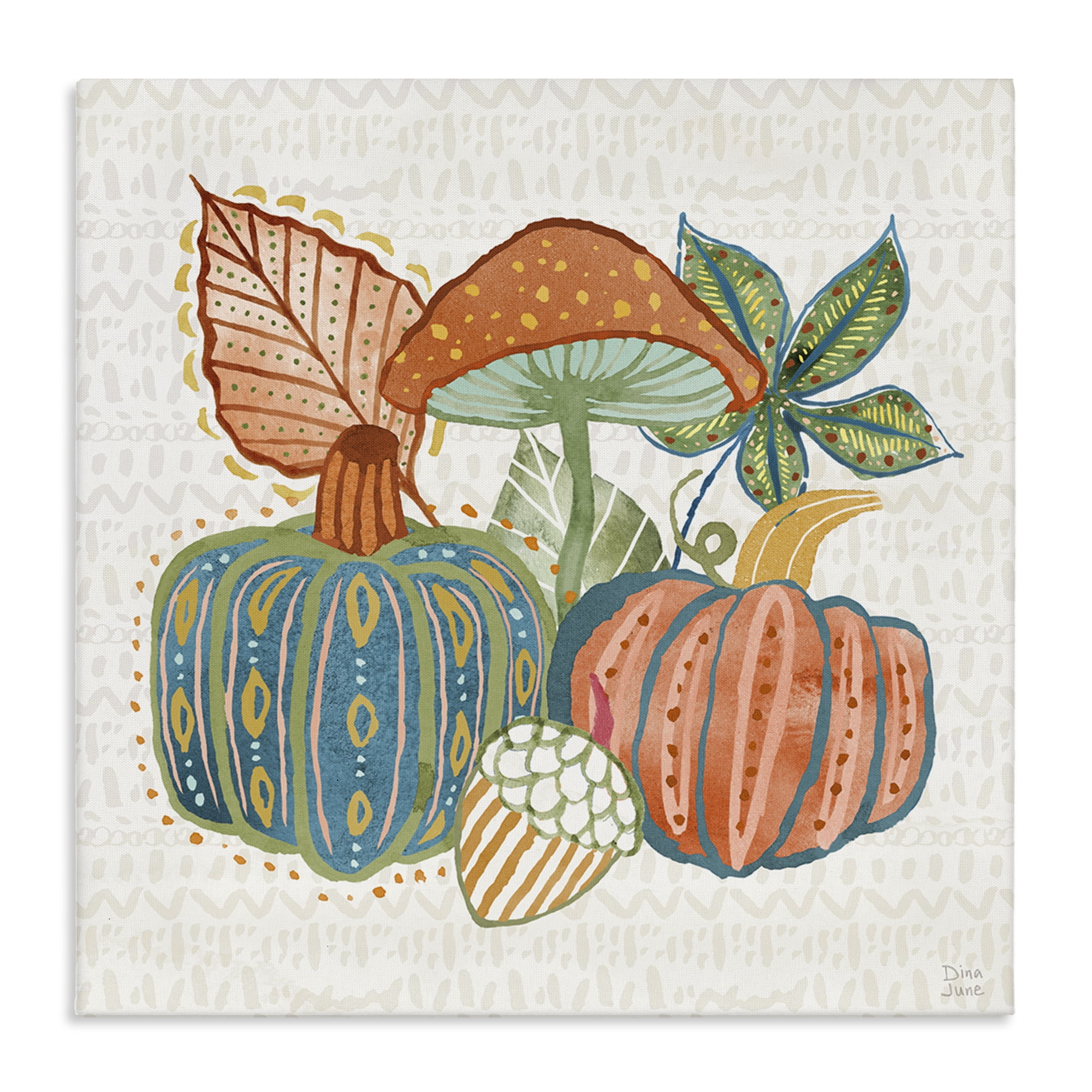 Stupell Industries Whimsical Harvest Gourds Holiday Painting Gallery Wrapped Canvas Art Prints Wall Art, 30 x 30