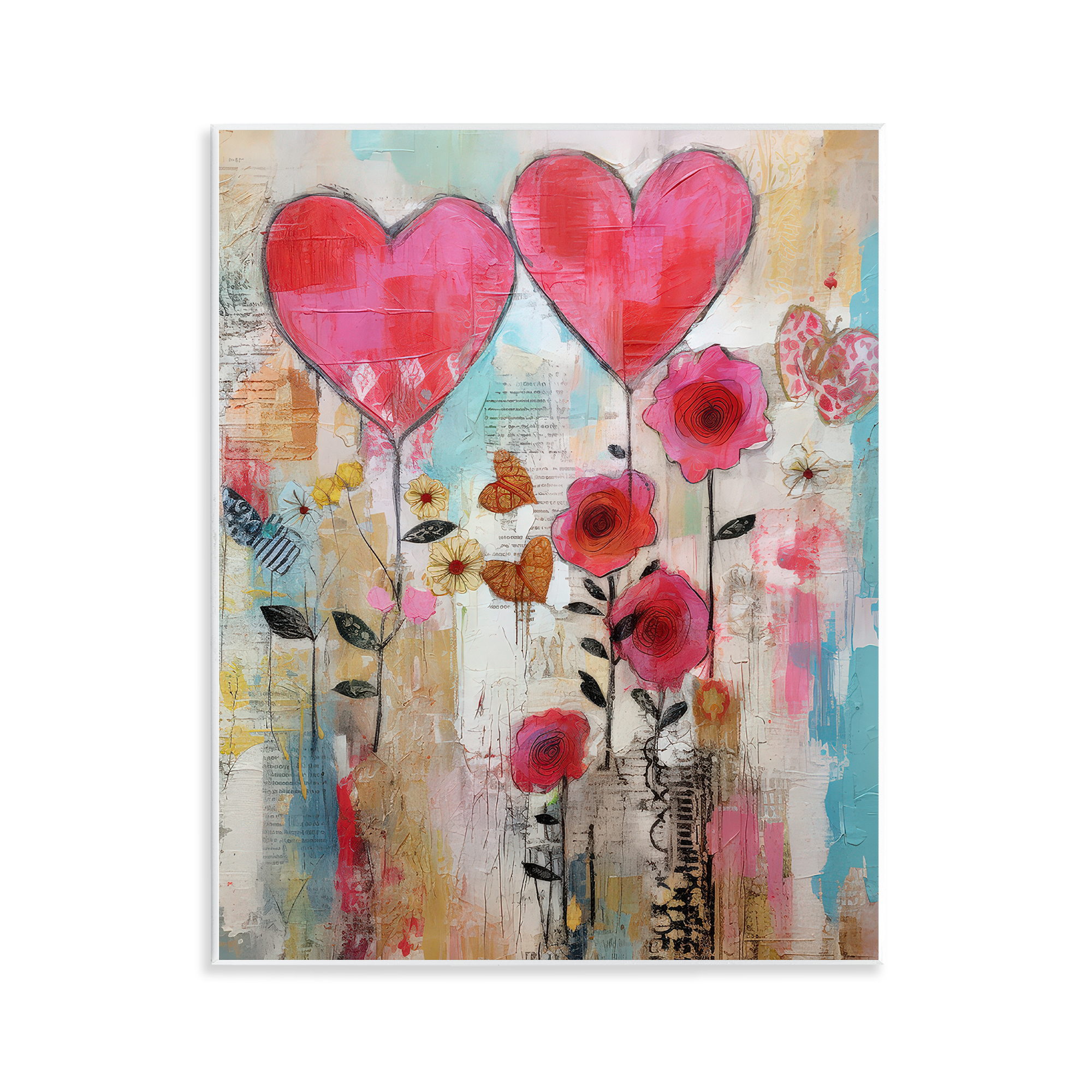 Stupell Industries Whimsical Hearts & Garden Abstract Painting Unframed Art Print Wall Art, 11 x 14