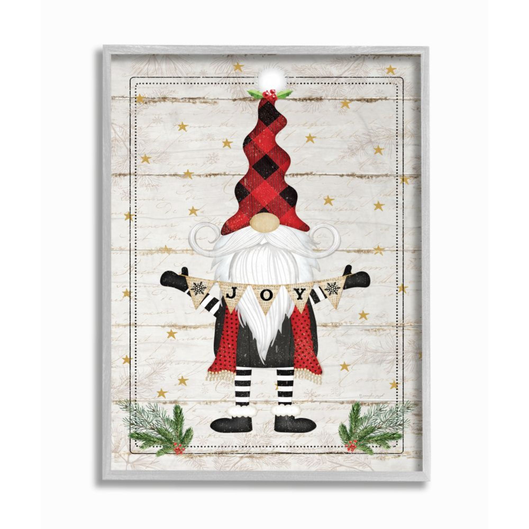 Stupell Industries Whimsical Holiday Gnome with Winter Joy Sentiments Designed by Jennifer Pugh