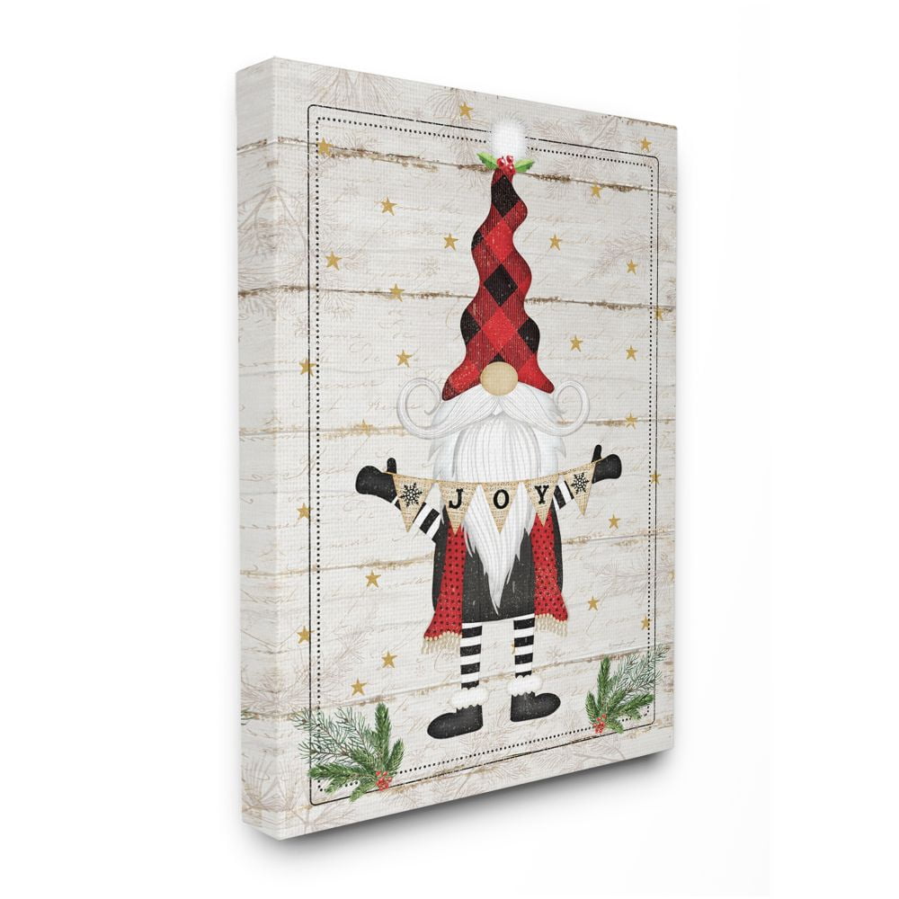 Stupell Industries Whimsical Holiday Gnome with Winter Joy Sentiments Designed by Jennifer Pugh