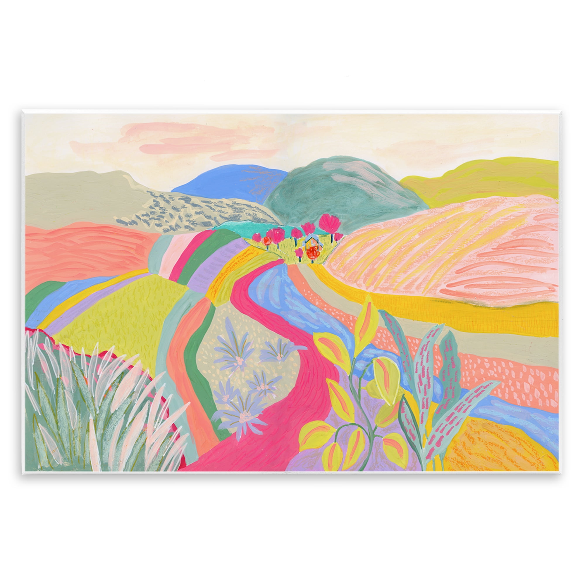 Stupell Industries Whimsical Hued Farmland Landscape & Nature Painting Unframed Art Print Wall Art, 15 x 10