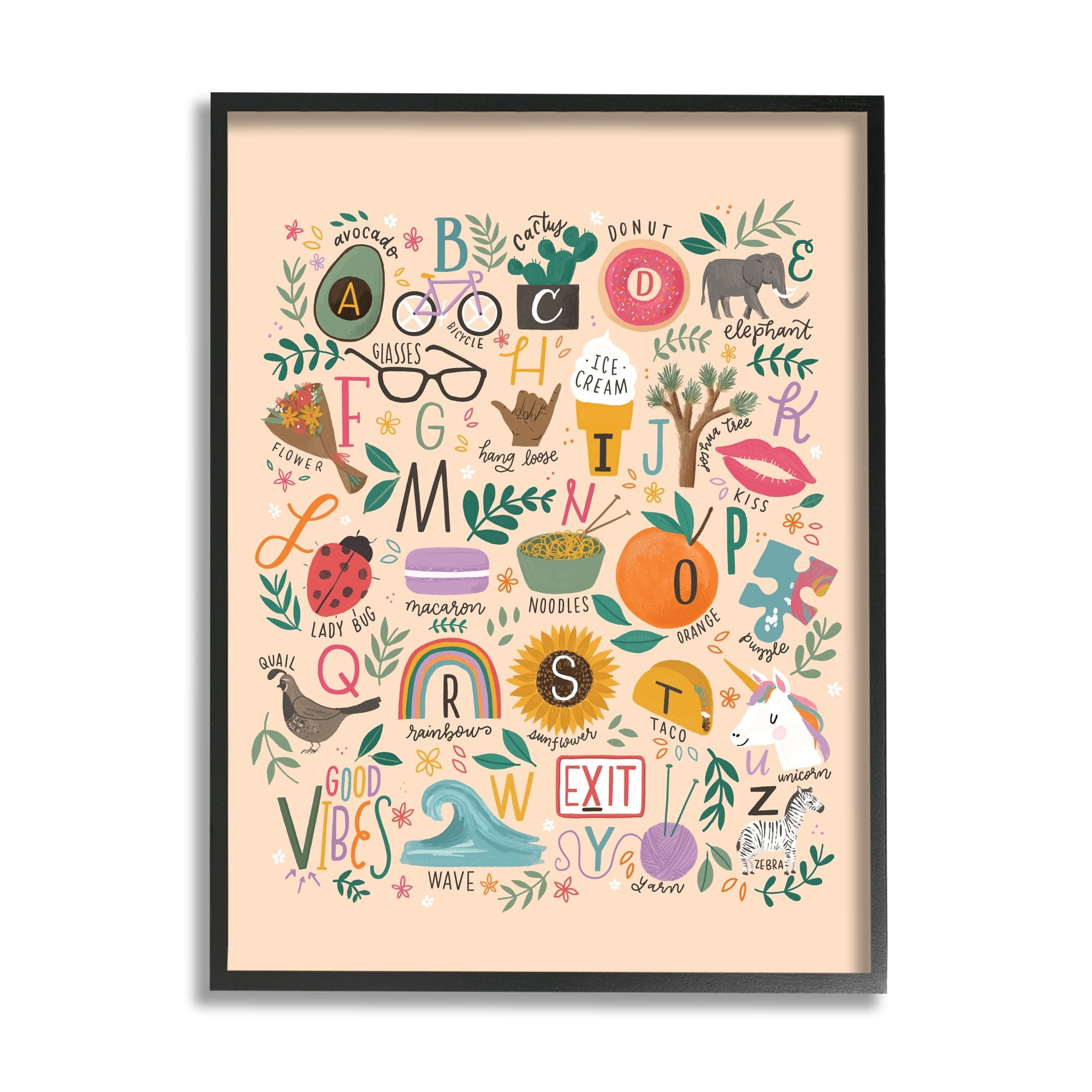Stupell Industries Whimsical Kid's Alphabet Playful ABC Illustrations Everyday Items, 16 x 20, Design by Loni Harris