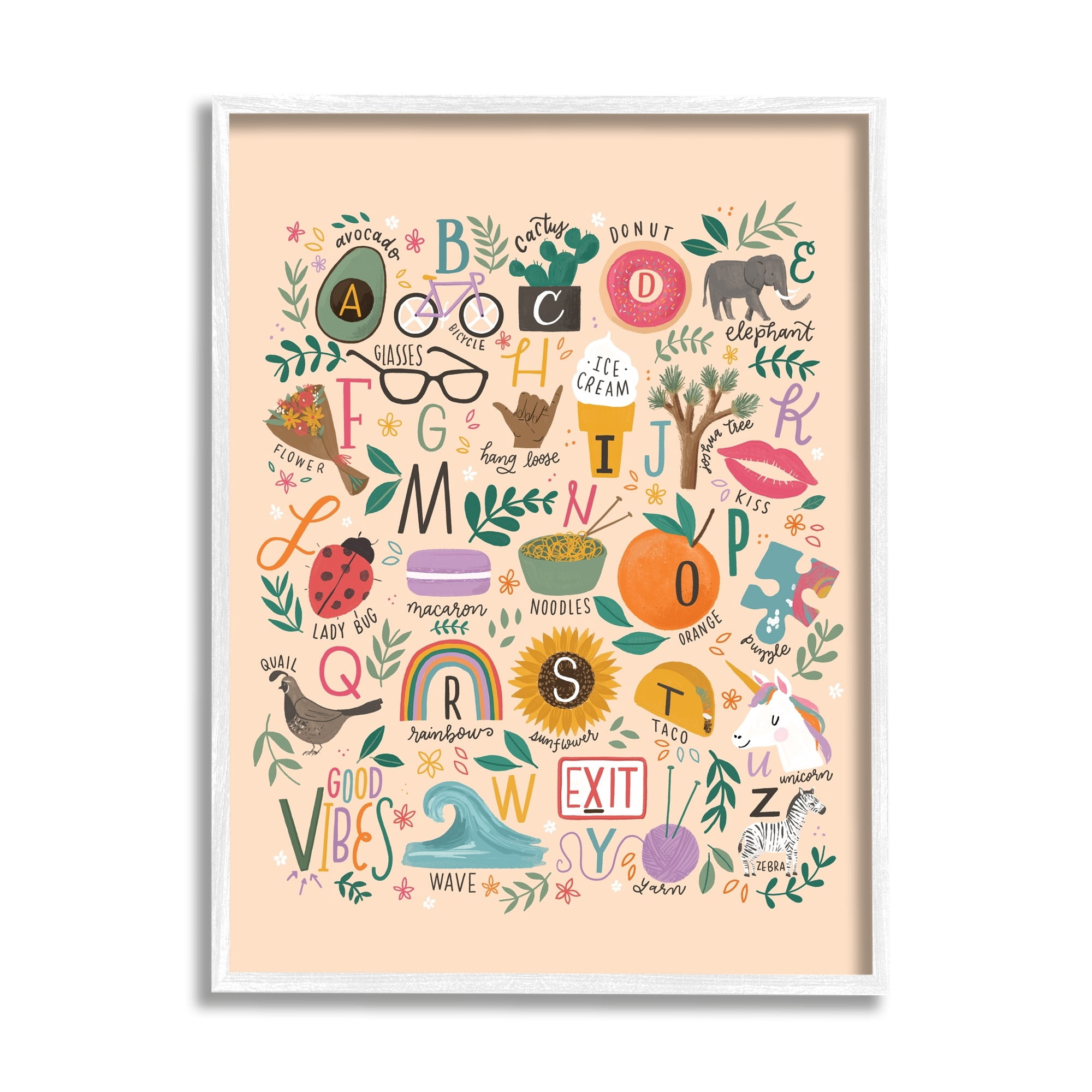 Stupell Industries Whimsical Kid's Alphabet Playful ABC Illustrations Everyday Items, 24 x 30, Design by Loni Harris