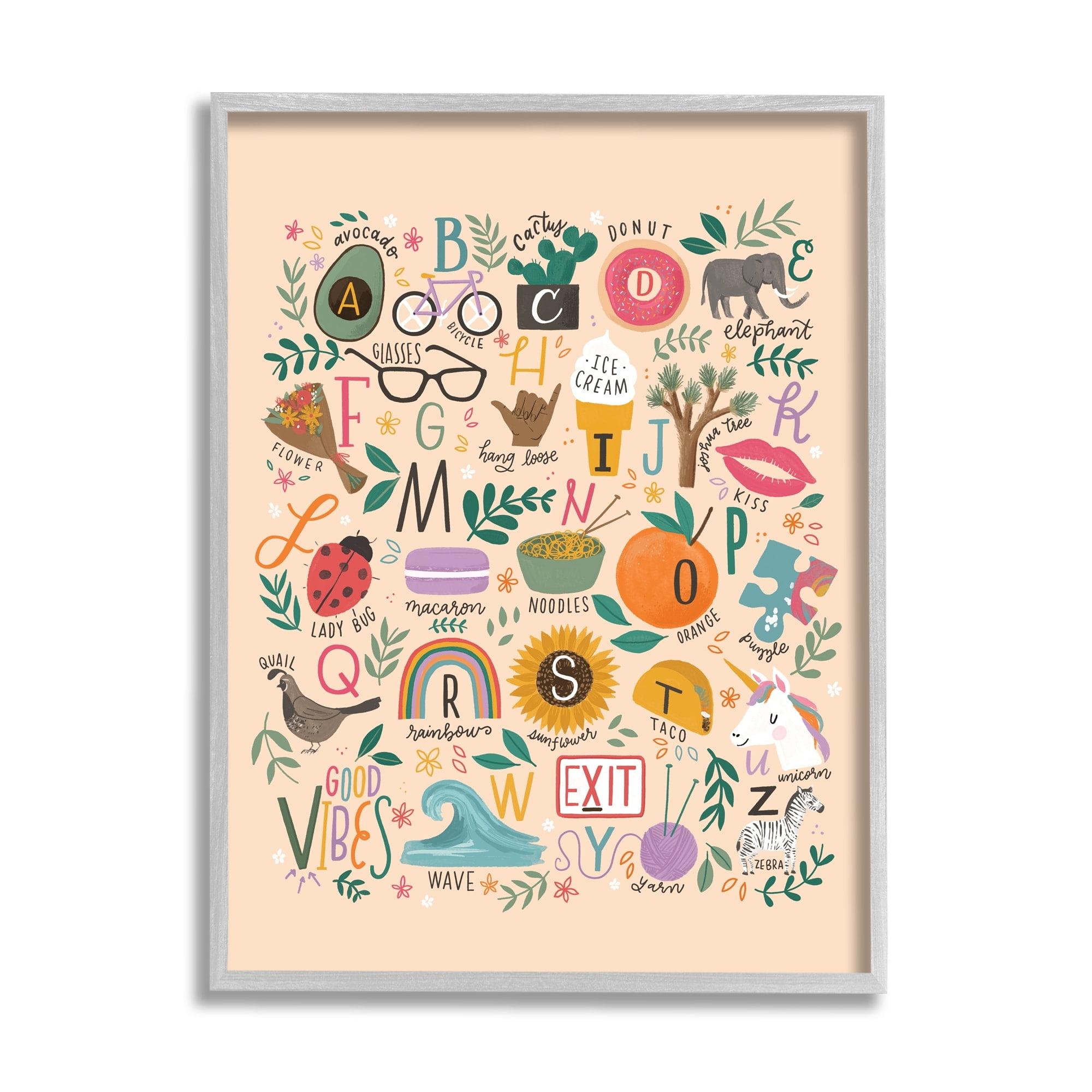 Stupell Industries Whimsical Kid's Alphabet Playful ABC Illustrations Everyday Items, 24 x 30, Design by Loni Harris
