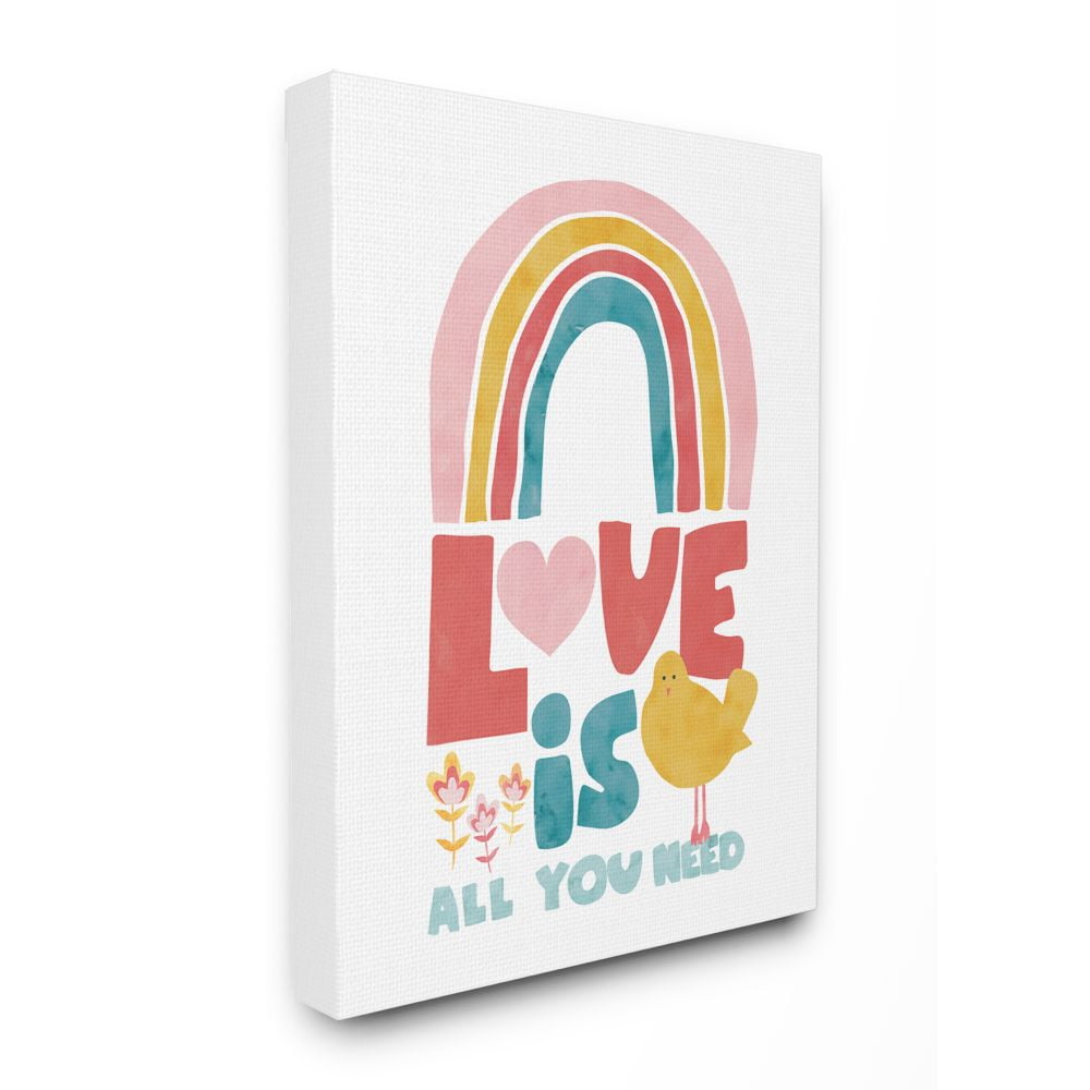 Stupell Industries Whimsical Kid's Rainbow Love Is All You Need Quote Canvas Wall Art Design by Jennifer McCully, 36" x 48"