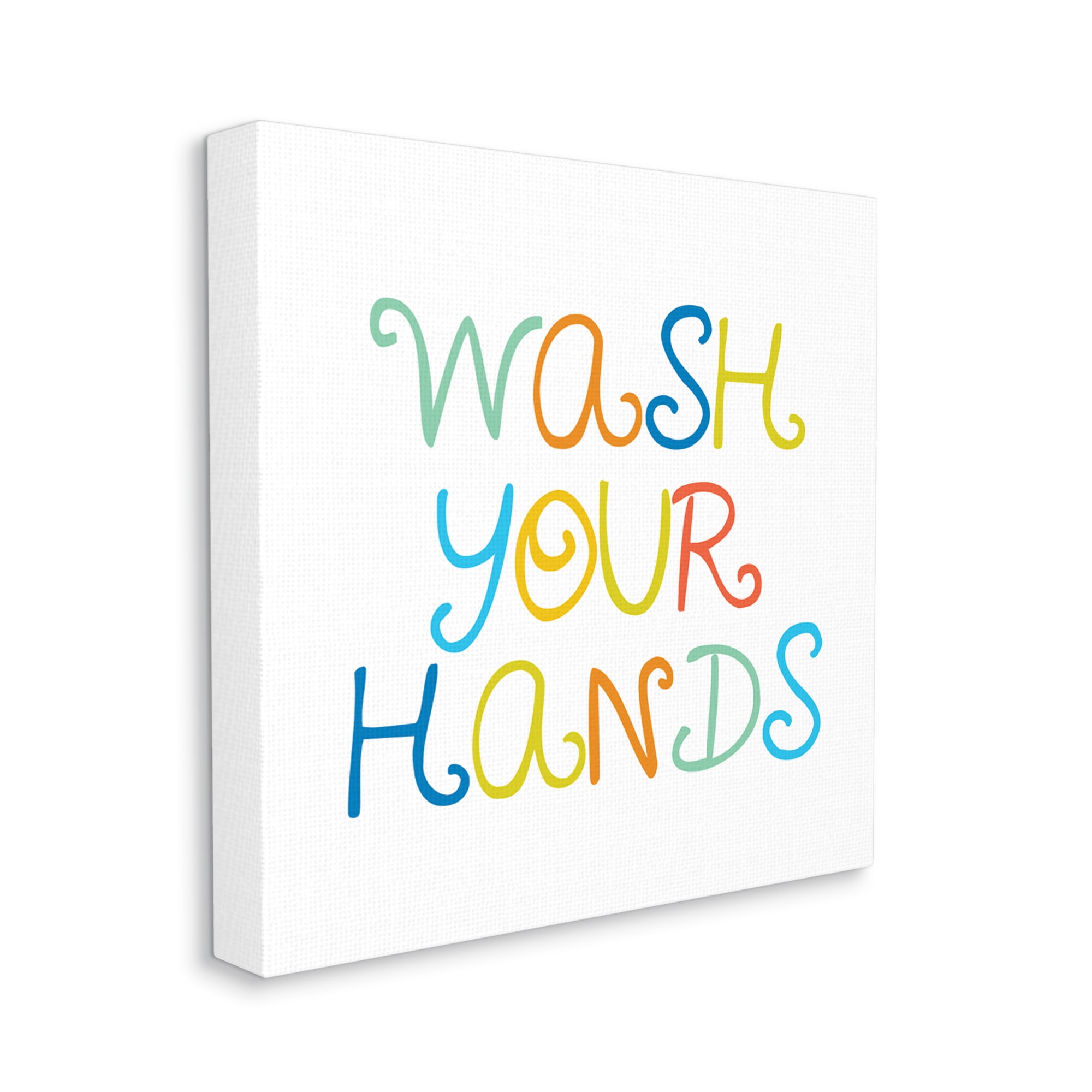 Stupell Industries Whimsical Kids Bathroom Phrase Wash Your Hands Rules Typography Painting Gallery Wrapped Canvas Print Wall Art, 36 x 36