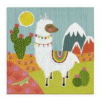 Stupell Industries Whimsical Llama Scene Animals Painting Wrapped Canvas Art Print Wall Art, 17 x 17