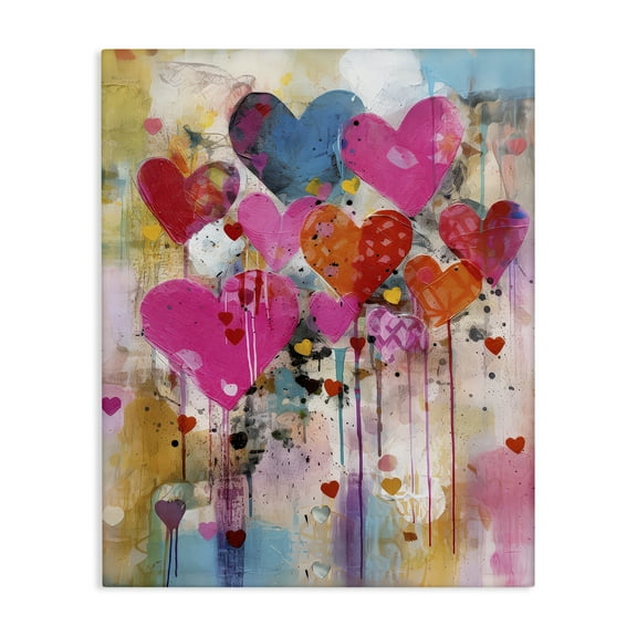 Stupell Industries Whimsical Love Hearts Pattern Abstract Painting Wrapped Canvas Art Print Wall Art, 16 x 20