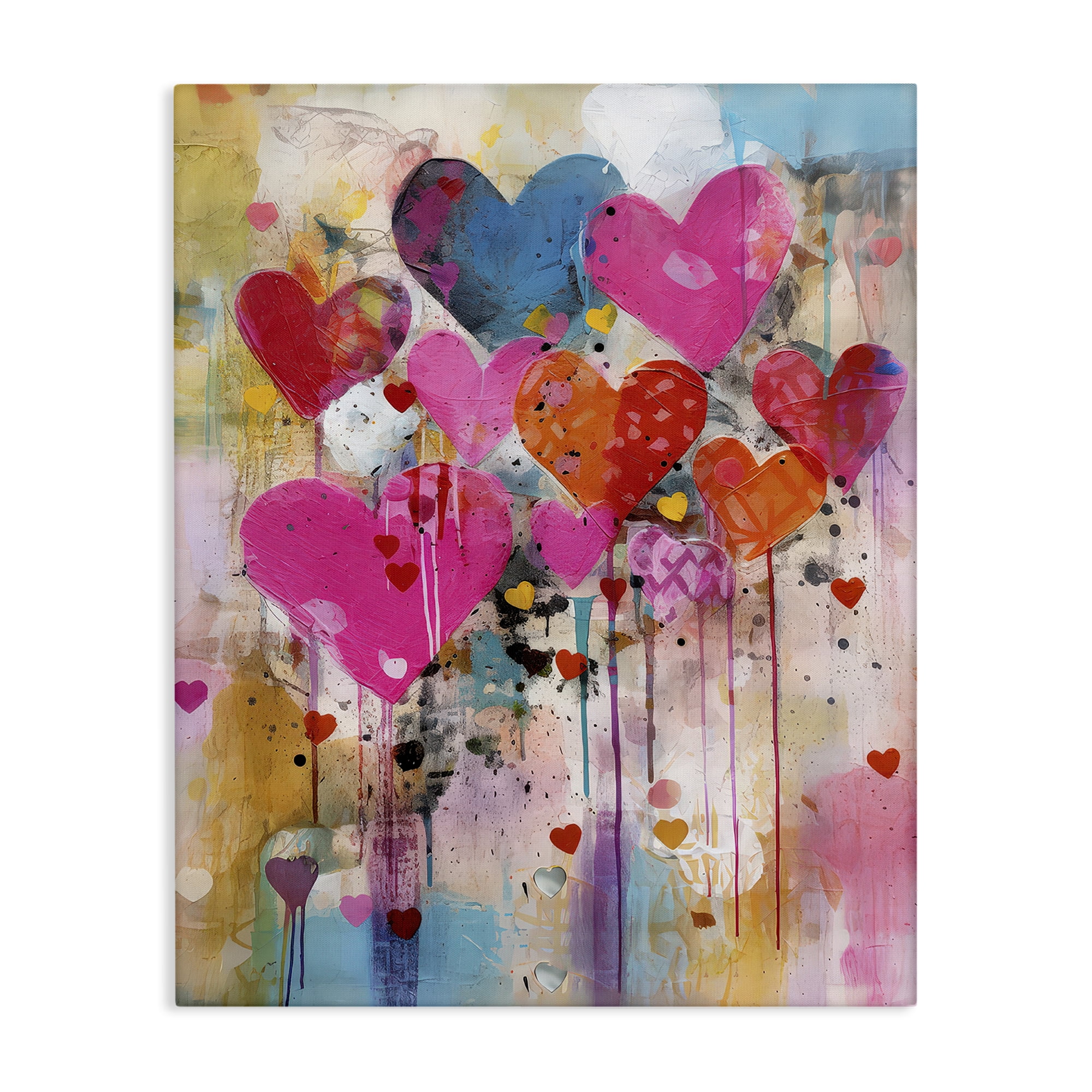 Stupell Industries Whimsical Love Hearts Pattern Abstract Painting Wrapped Canvas Art Print Wall Art, 30 x 40