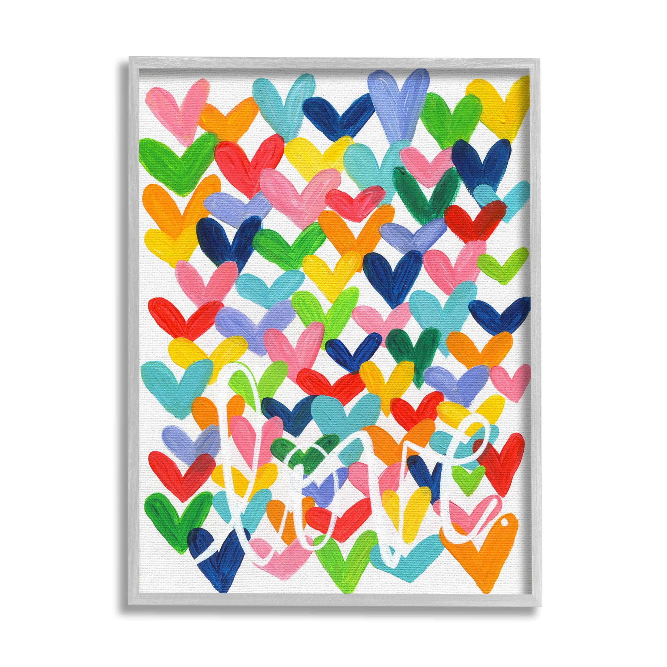 Stupell Industries Whimsical Love Hearts Pattern Graphic Art Gray Framed Art Print Wall Art, Design by Alli Rogosich