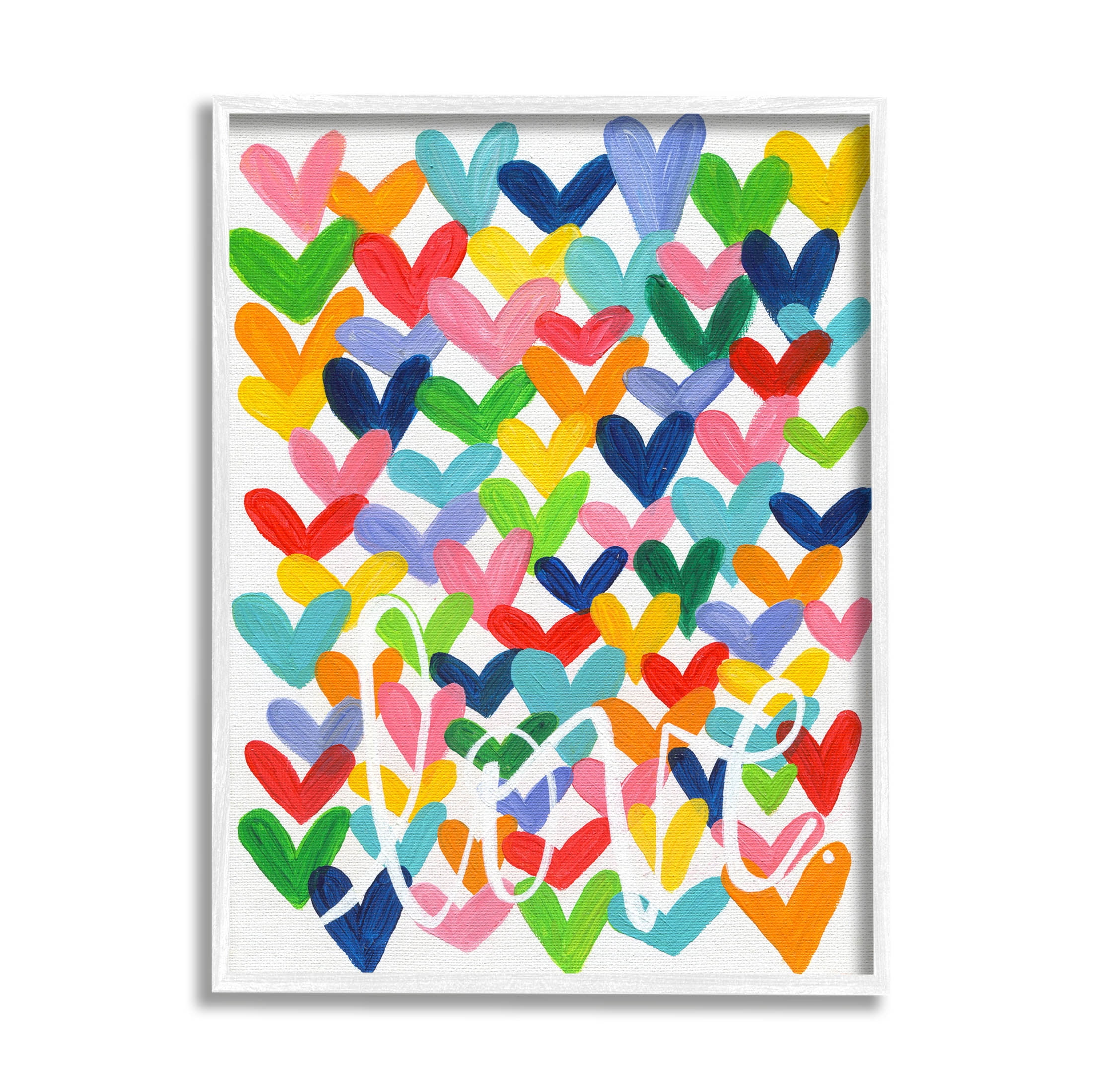 Stupell Industries Whimsical Love Hearts Pattern Graphic Art White Framed Art Print Wall Art, Design by Alli Rogosich