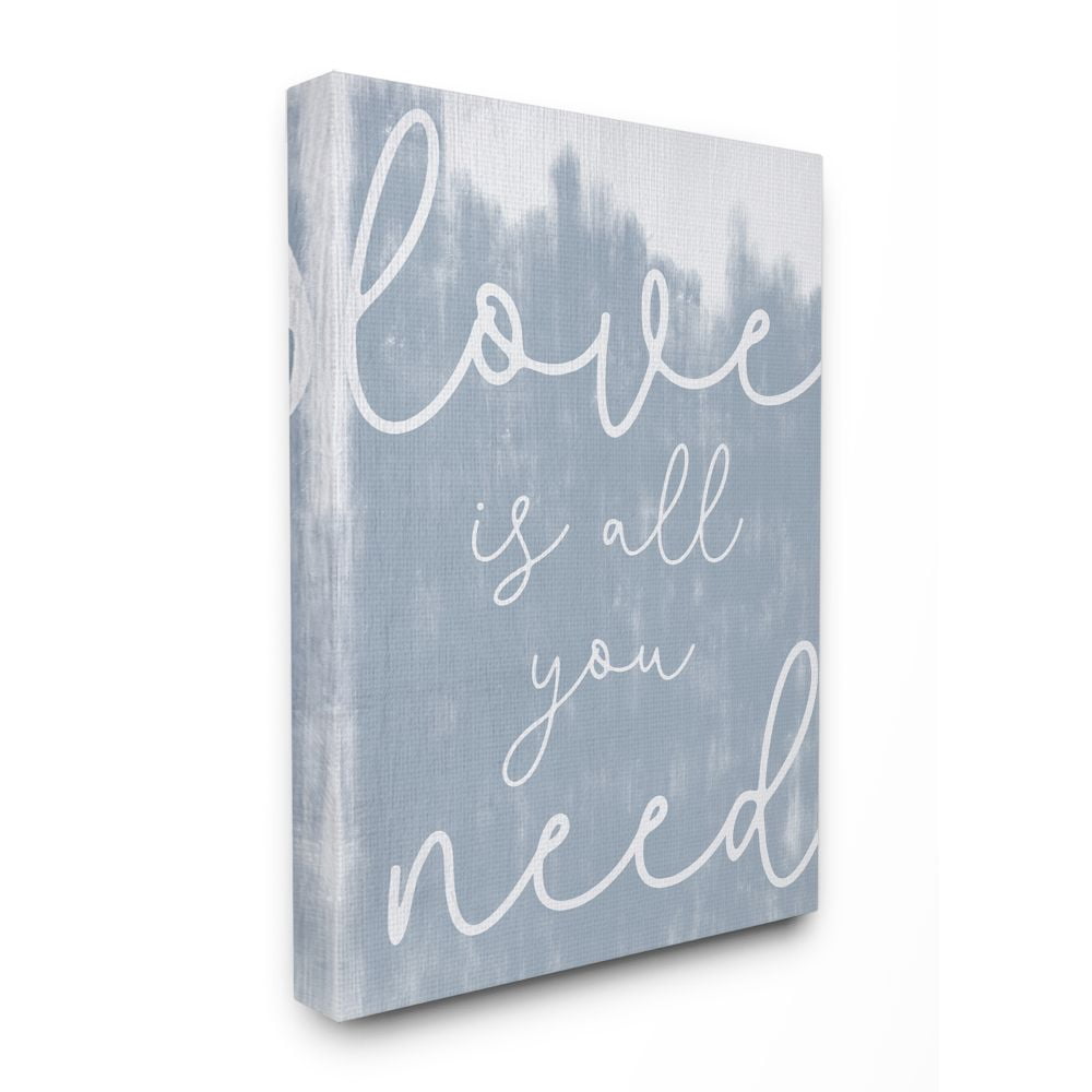 Stupell Industries Whimsical Love Is All You Need Script Blue White Quote Canvas Wall Art Design by Daphne Polselli, 36" x 48"