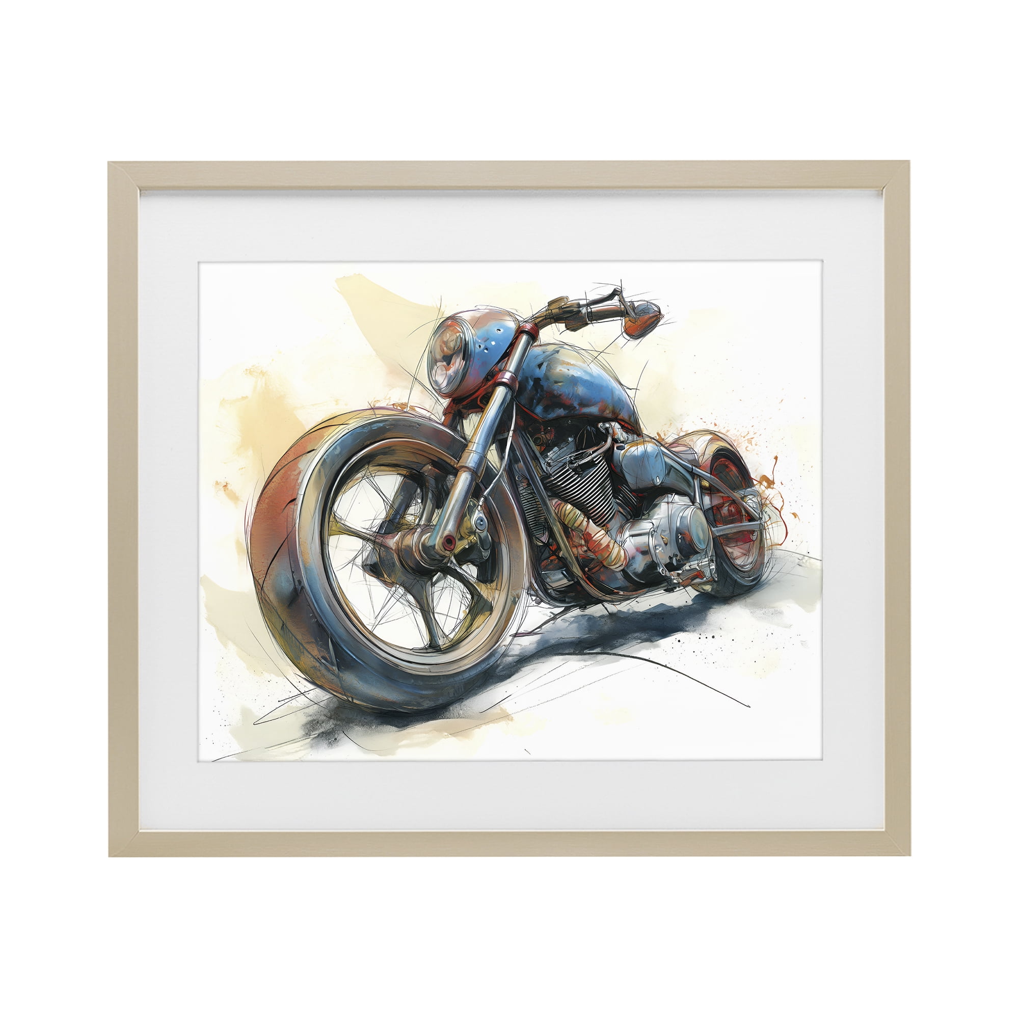 Stupell Industries Whimsical Motorcycle Concept Birch Framed Print Under Glass, design by Steve Hunziker