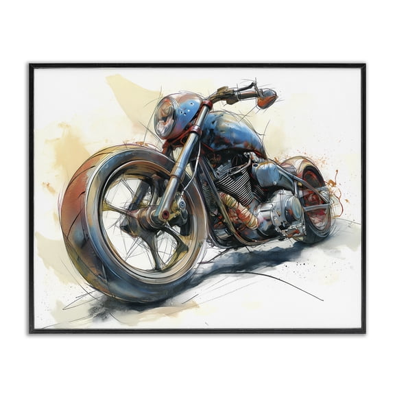 Stupell Industries Contemporary Whimsical Motorcycle Concept Black Framed Giclee Art, 30 x 24, by Steve Hunziker