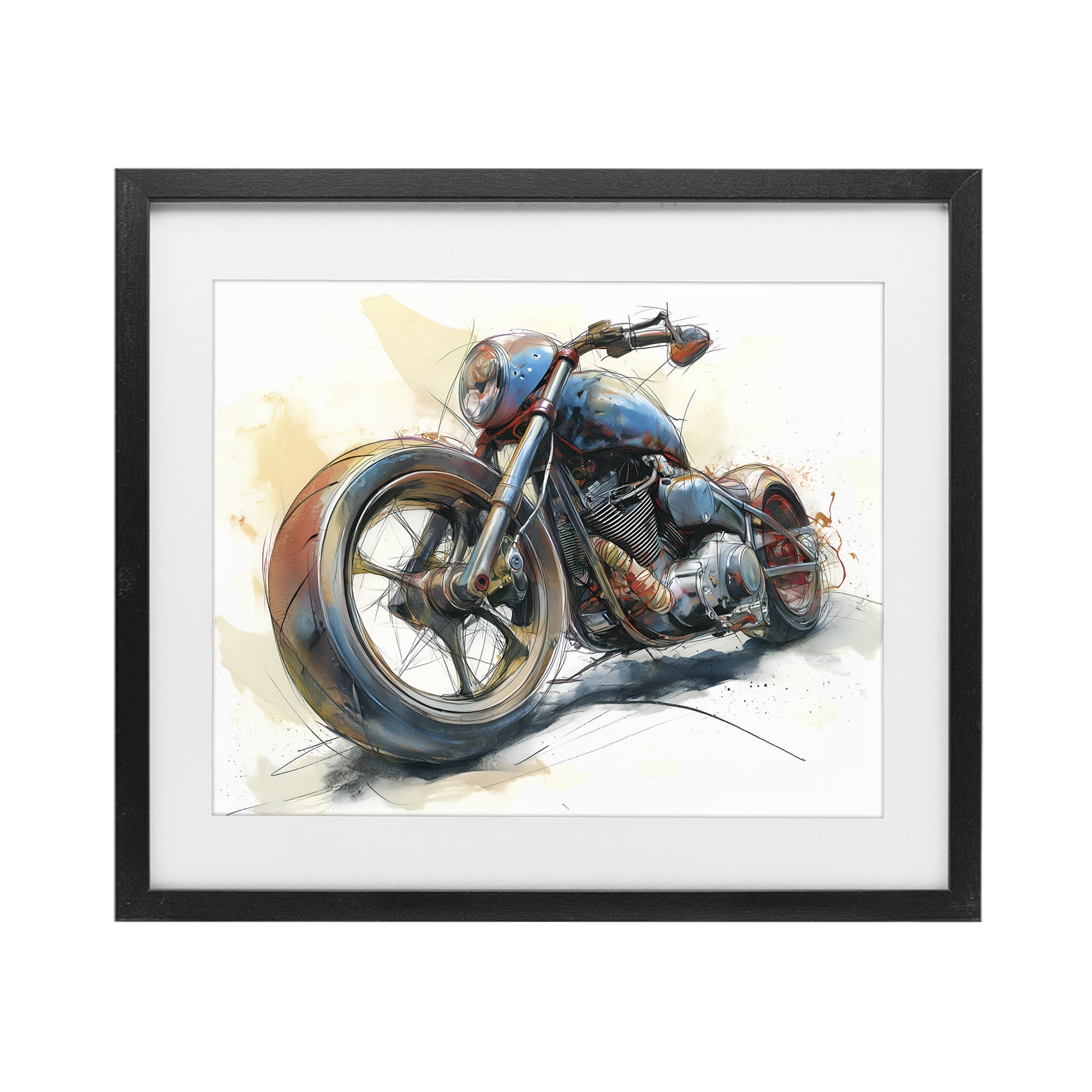 Stupell Industries Whimsical Motorcycle Concept Black Framed Print Under Glass, design by Steve Hunziker