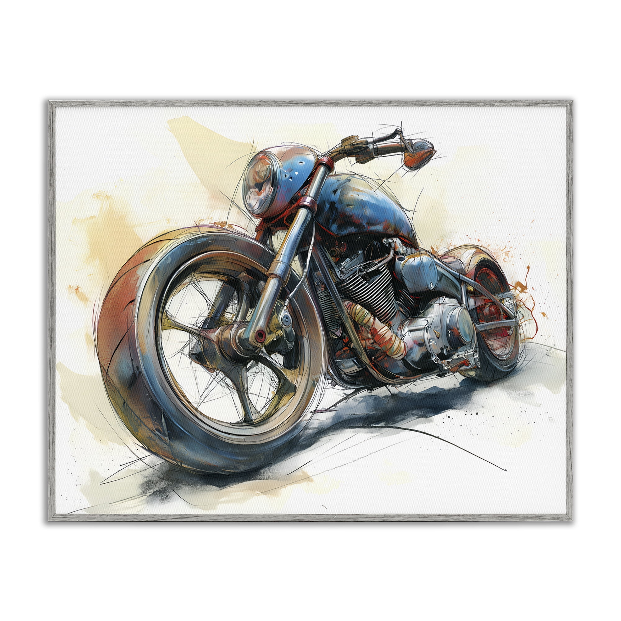 Stupell Industries Whimsical Motorcycle Concept Gray Framed Giclee Art, design by Steve Hunziker