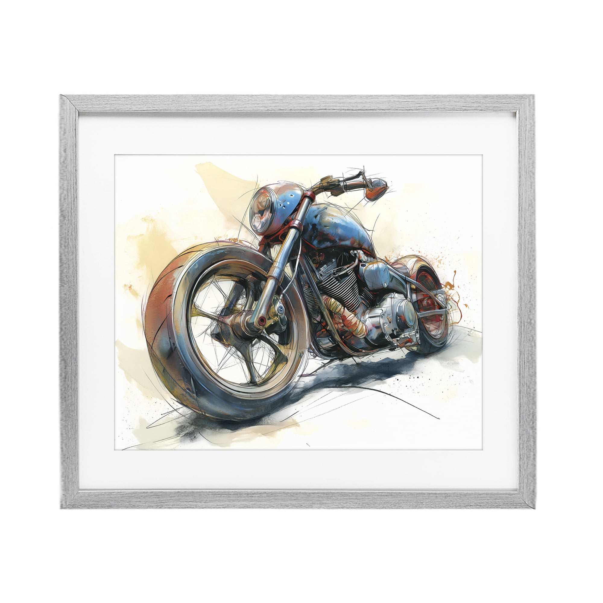 Stupell Industries Whimsical Motorcycle Concept Gray Framed Print Under Glass, design by Steve Hunziker