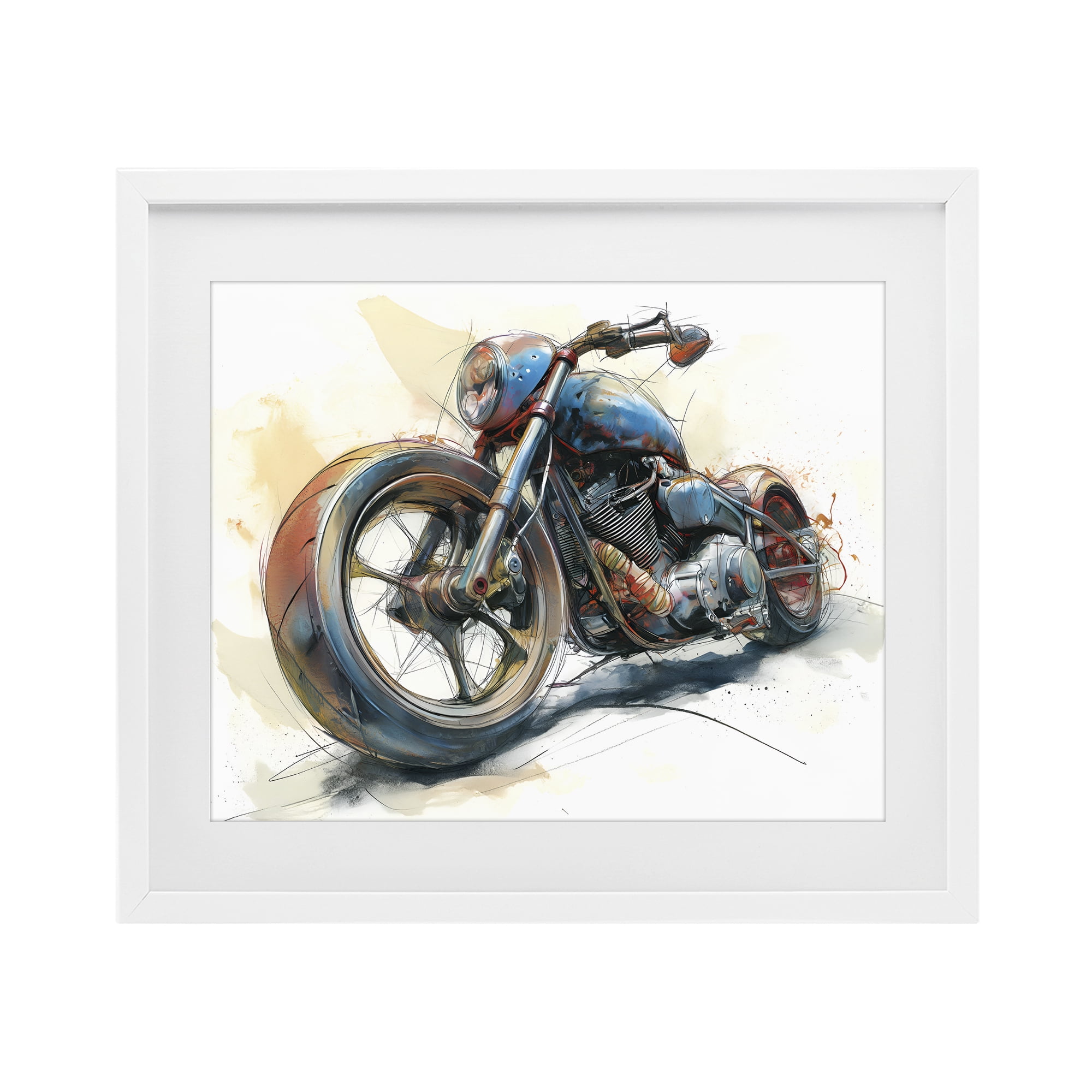Stupell Industries Whimsical Motorcycle Concept White Framed Print Under Glass, design by Steve Hunziker