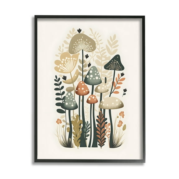 Stupell Industries Whimsical Mushroom Botanicals Botanical & Floral Painting Black Framed Art Print Wall Art, 11 x 14